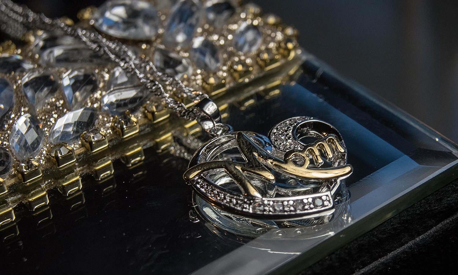 Miniatura 6 de Collar con colgante para mamá y madre de Abuela Ibu Mommy Mama Mamá Mami Nana Grandma de cristal dorado y plata con diamantes de imitación de perlas