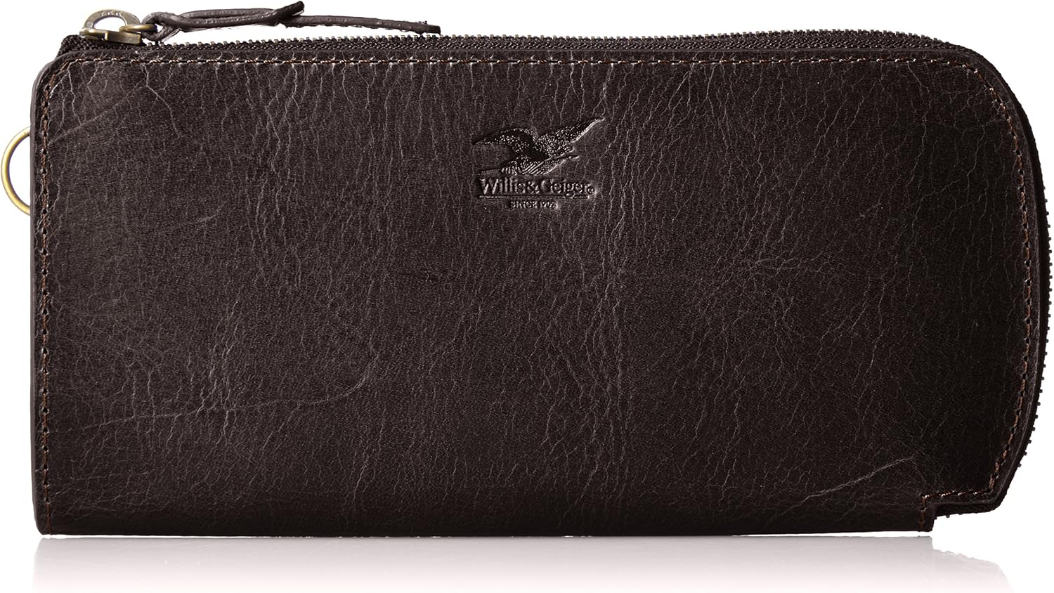 [uxirisuandogaiga-] Willis & Geiger Wallet Men's L Shaped Zippered Multi-function Key Chain with 9 Cards - black -