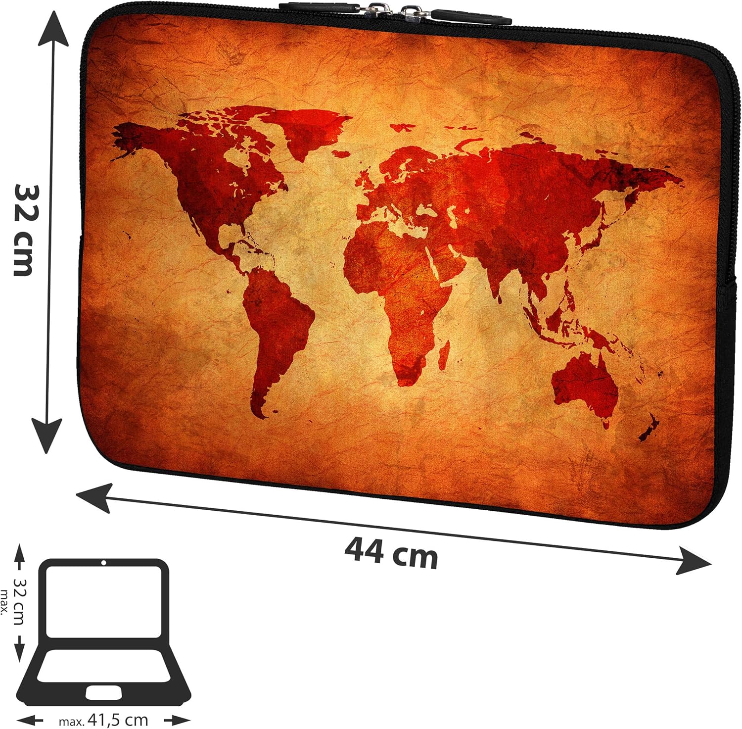 PEDEA Protective Case Laptop Bag for Laptops up to 17.3 Brown Global Map 17,3 Zoll + Maus und Mauspad