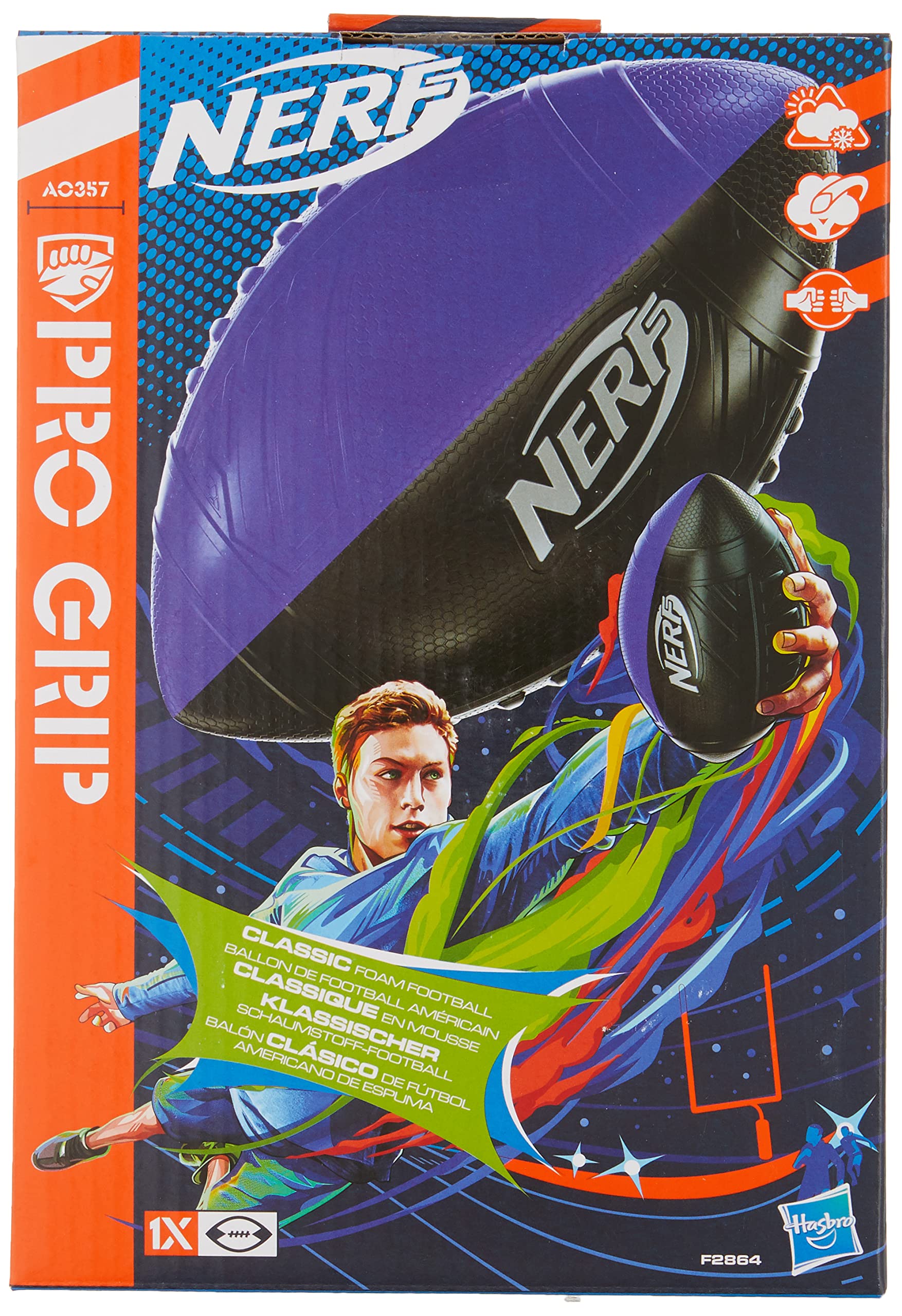Nerf A0357 Pro Grip Ballon de Football Bleu/Noir