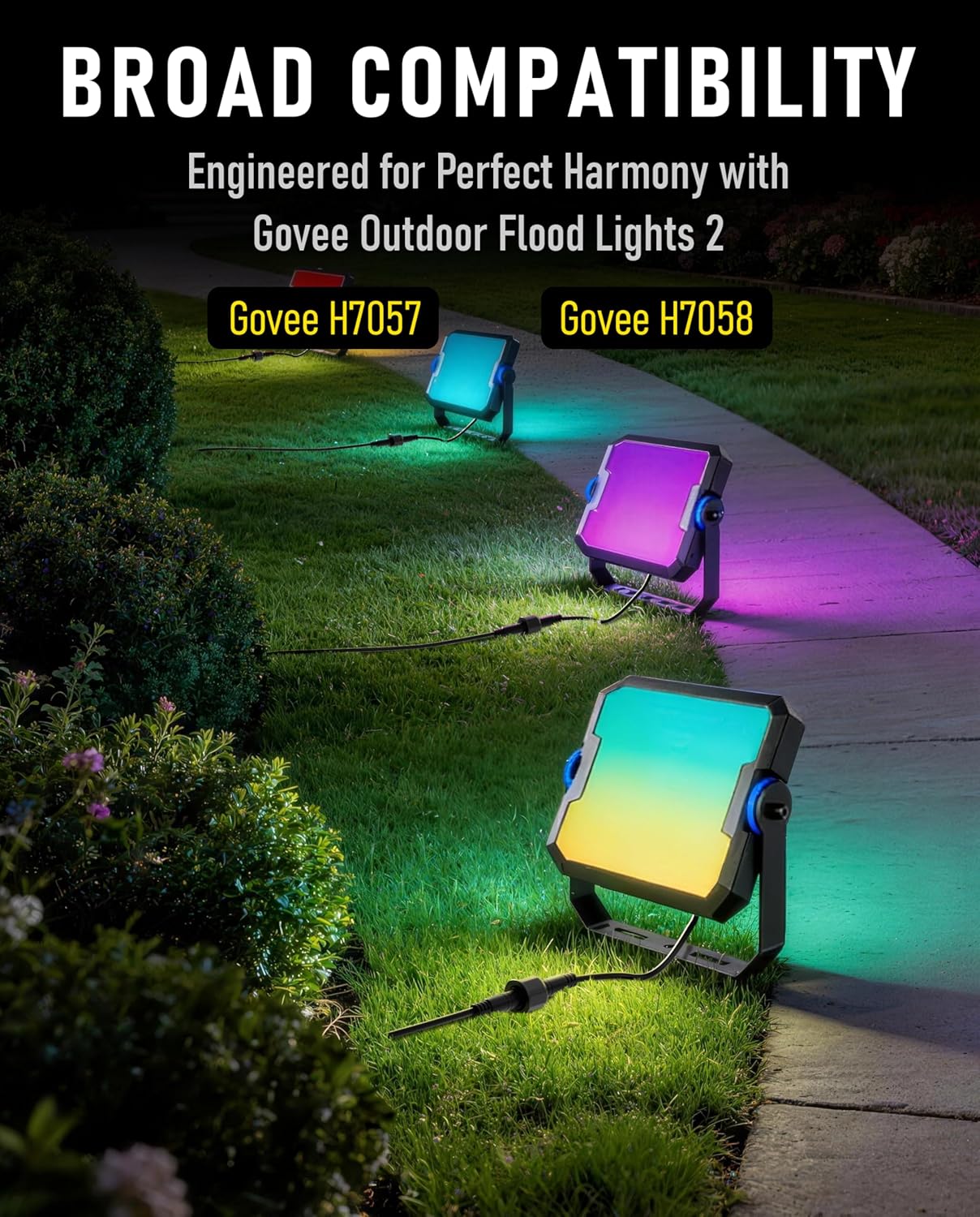16FT Extension Cable for Govee Outdoor Flood Lights: IP67 Waterproof 4-Pin Extension Cable Compatible with Govee H7057 H7058, H7062 H7060 H7061, Holiday Lighting for Patio, Backyard