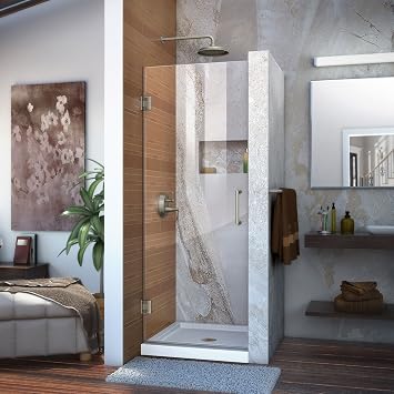 DreamLine Unidoor 26 in. W x 72 in. H Frameless Hinged Shower Door in Brushed Nickel, SHDR-20267210F-04