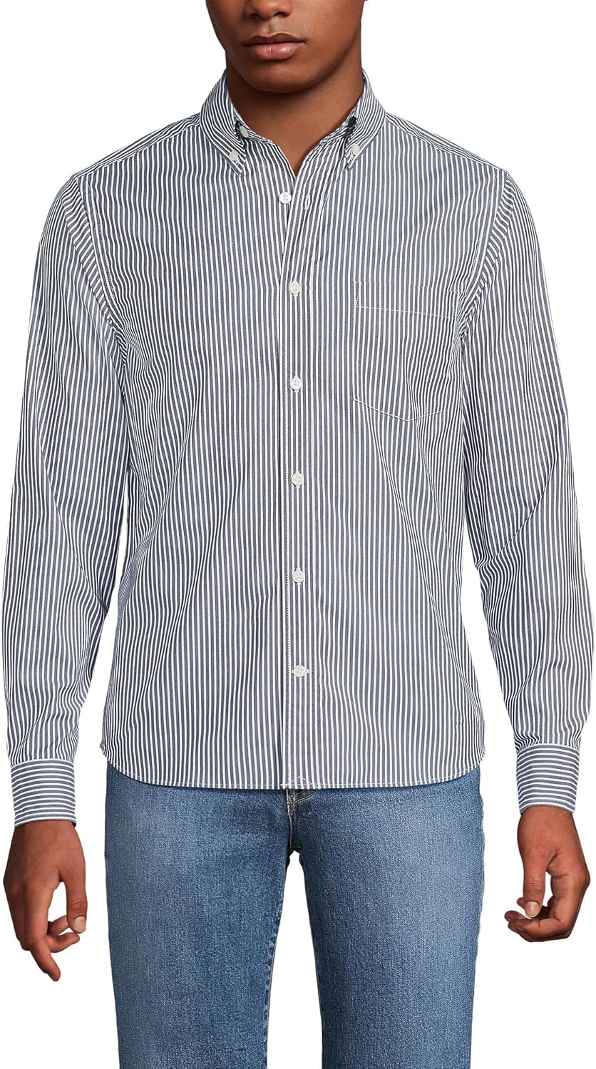 Lands' End Men's Traditional Fit Long Sleeve Travel Kit Shirt