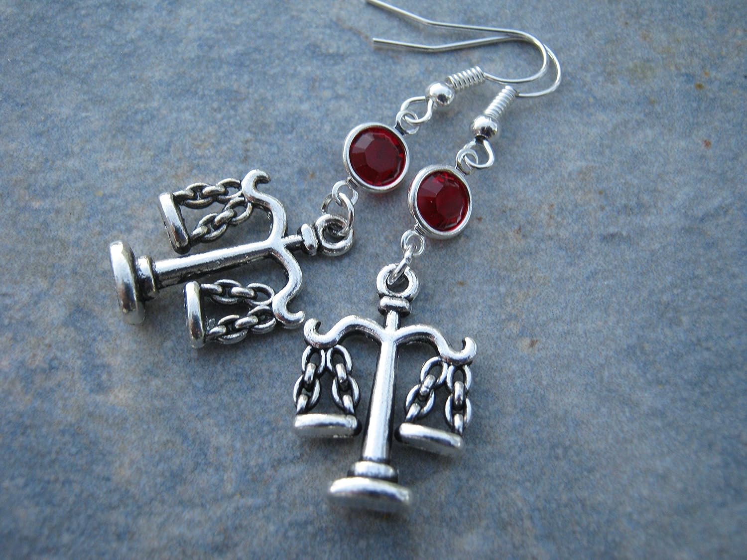 Law Scales Birthstone Earrings, Lawyer or Judge Earrings, Personalized Prosecuter Defender Jewelry Gift