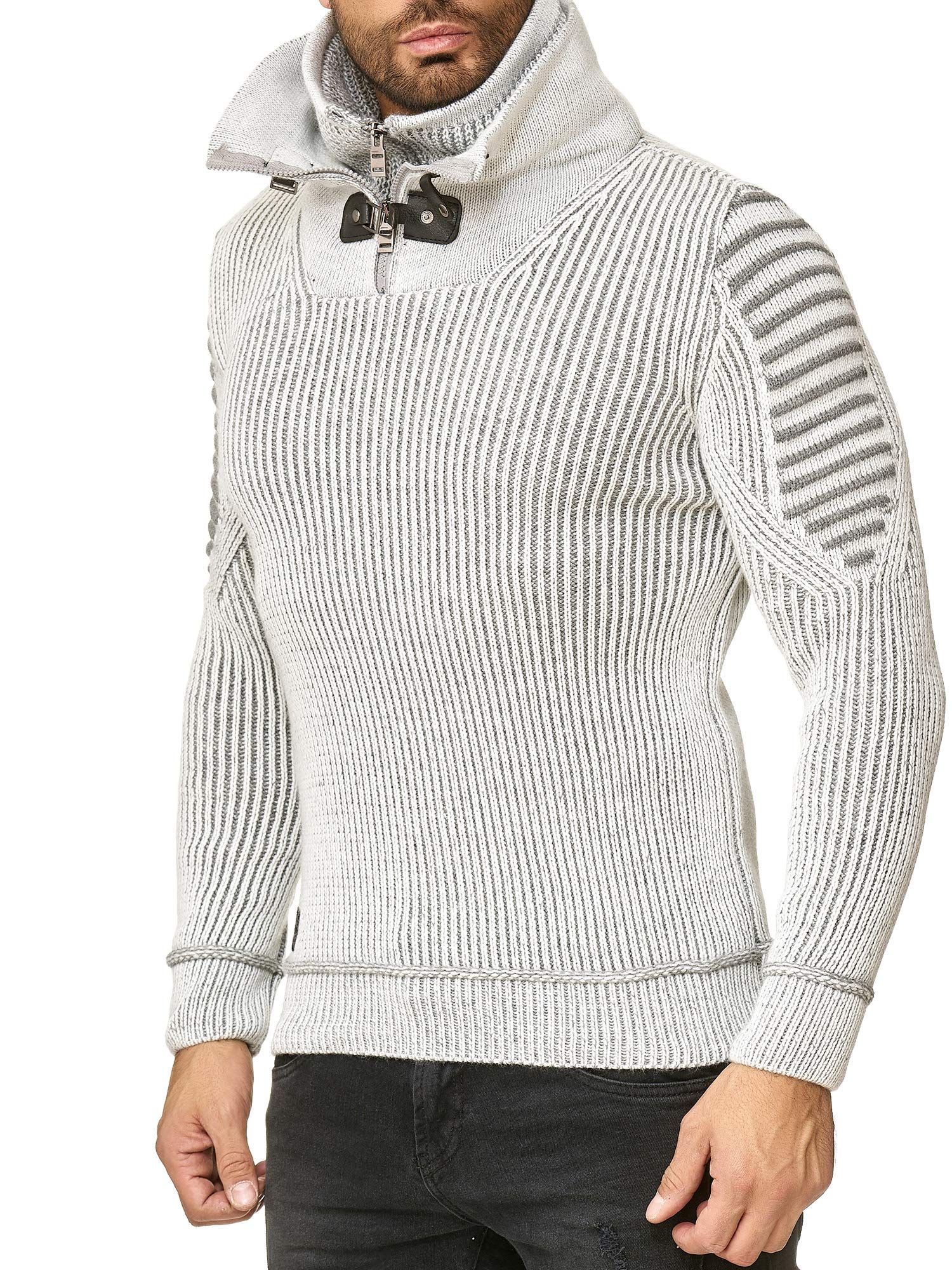RED BRIDGE Maglione Invernale da Uomo Pullover Lavorato a Maglia Felpa con Collo Alto e Cerniera