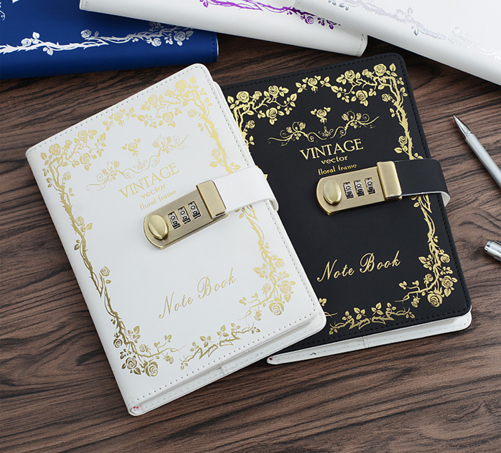 Carnet De Notes Secret Avec Serrure à Combinaison - Journal Intime, Couverture PU Cuir, 240 Pages
