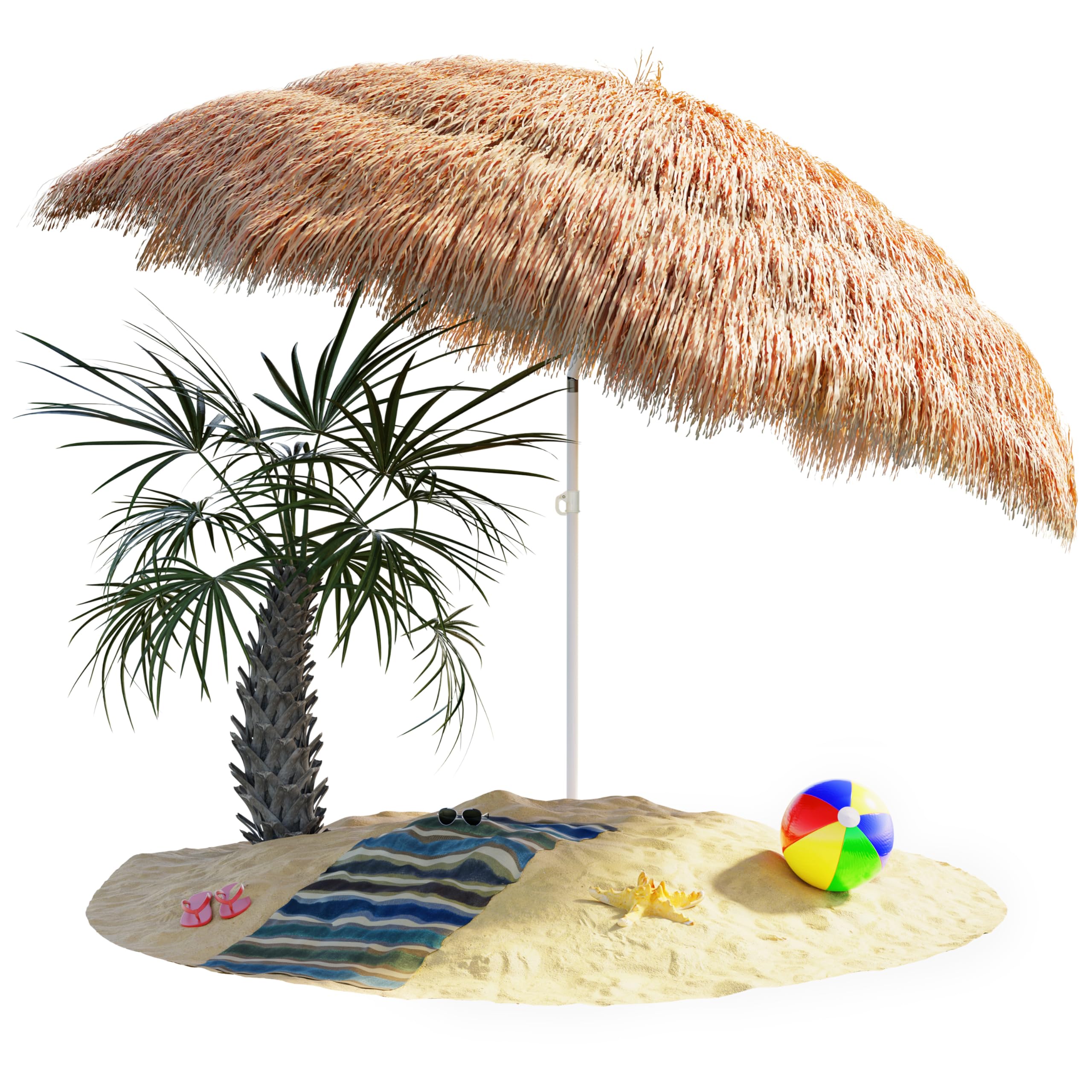 Kingsleeve Sombrilla de Playa Jardín Ø 160cm Hawaii UV30+ Parasol Inclinable Exterior Patio Terraza Altura Ajustable Color a elegir
