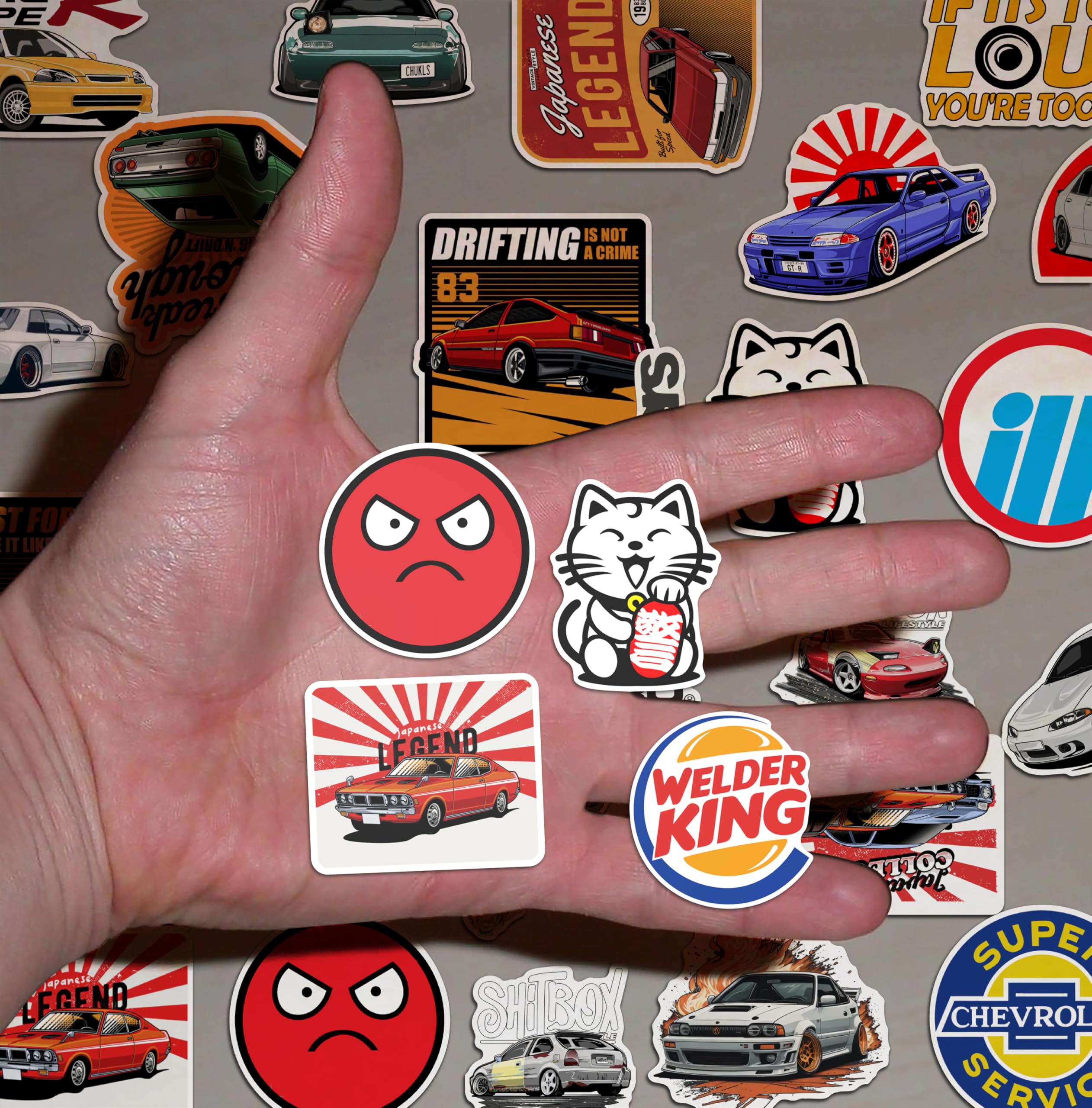 WallDesign Race-Ready 40 Collection of Authentic JDM Peel and Stick Sticker Set Mobile Laptop Accessories Gifting Durable Laminated Printed Vinyl for True Japanese Speed Culture Car Fans 51 mm 3