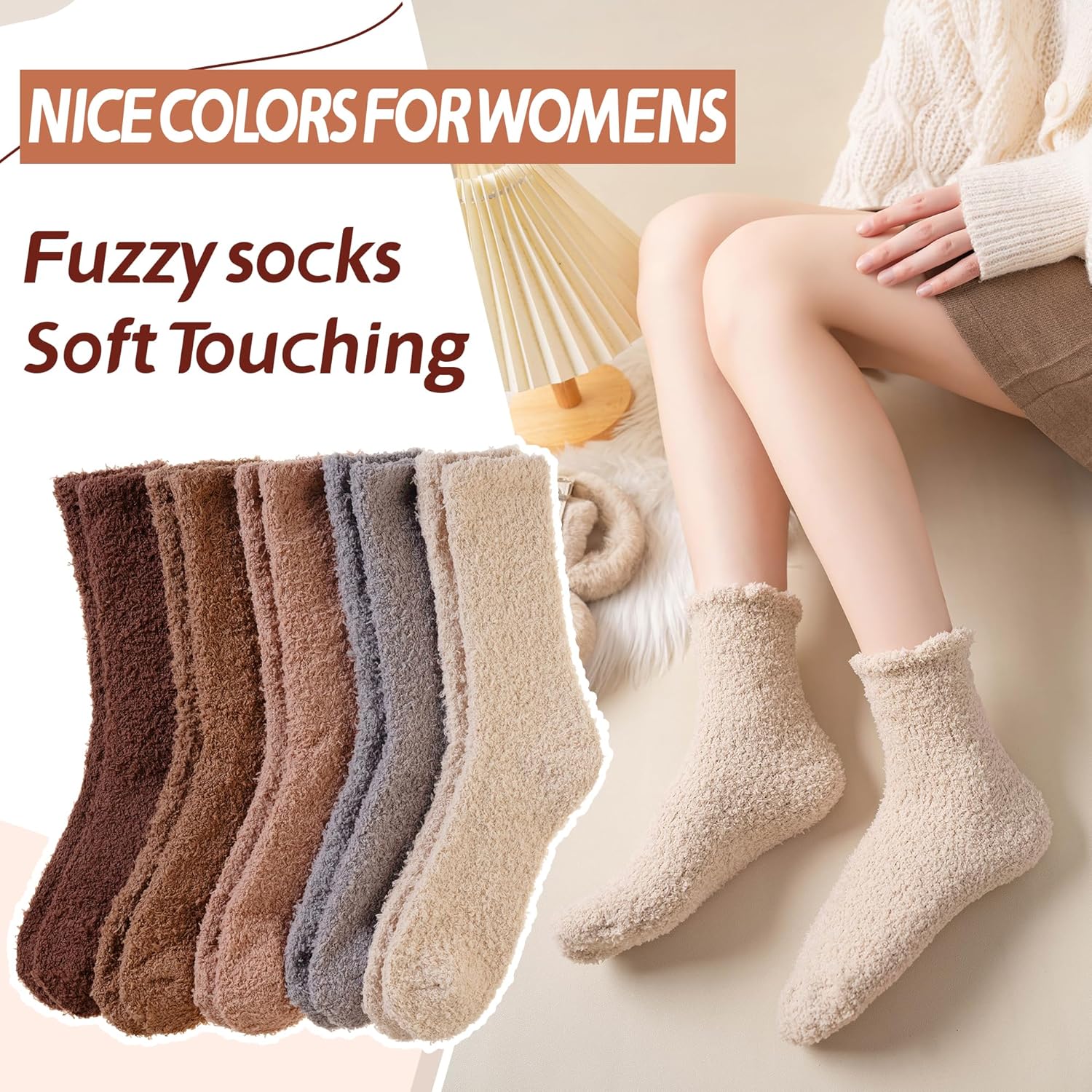 Womens Fuzzy Socks Warm Fluffy Winter Cozy Thick Plush Microfiber Slipper Soft Home Sleeping Socks 5 Pairs - Image 5