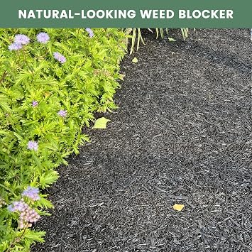 Sekcen 2 Pack Rubber Mulch Roll Mat for Landscaping Recycled Rubber Walkway Black Permanent Mulch Pathway Playground 8' x 2'
