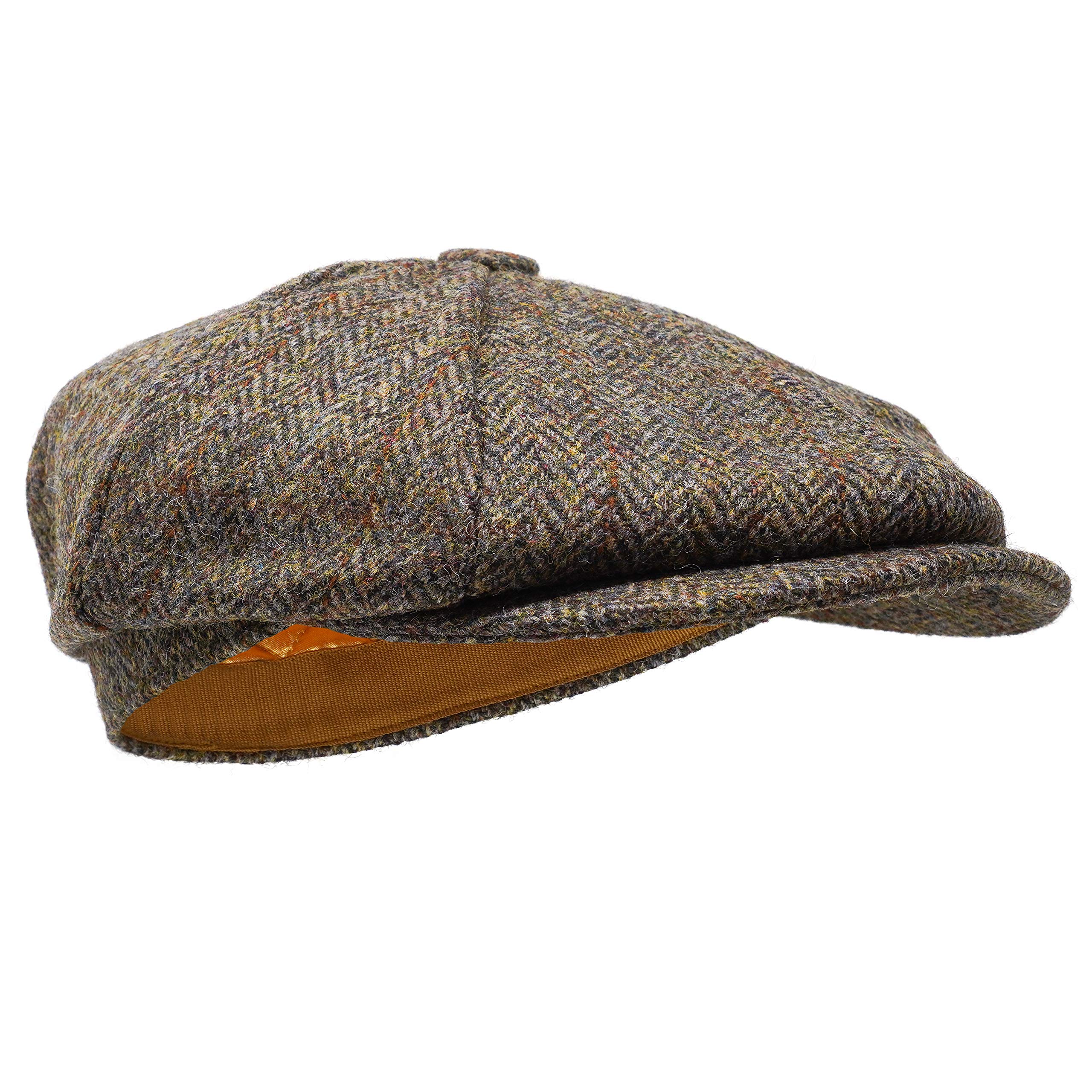 Borges & Scott Lomond Newsboy Cap - 100% Handwoven Wool - Harris Tweed - Water Resistant - Classic Herringbone - 56cm