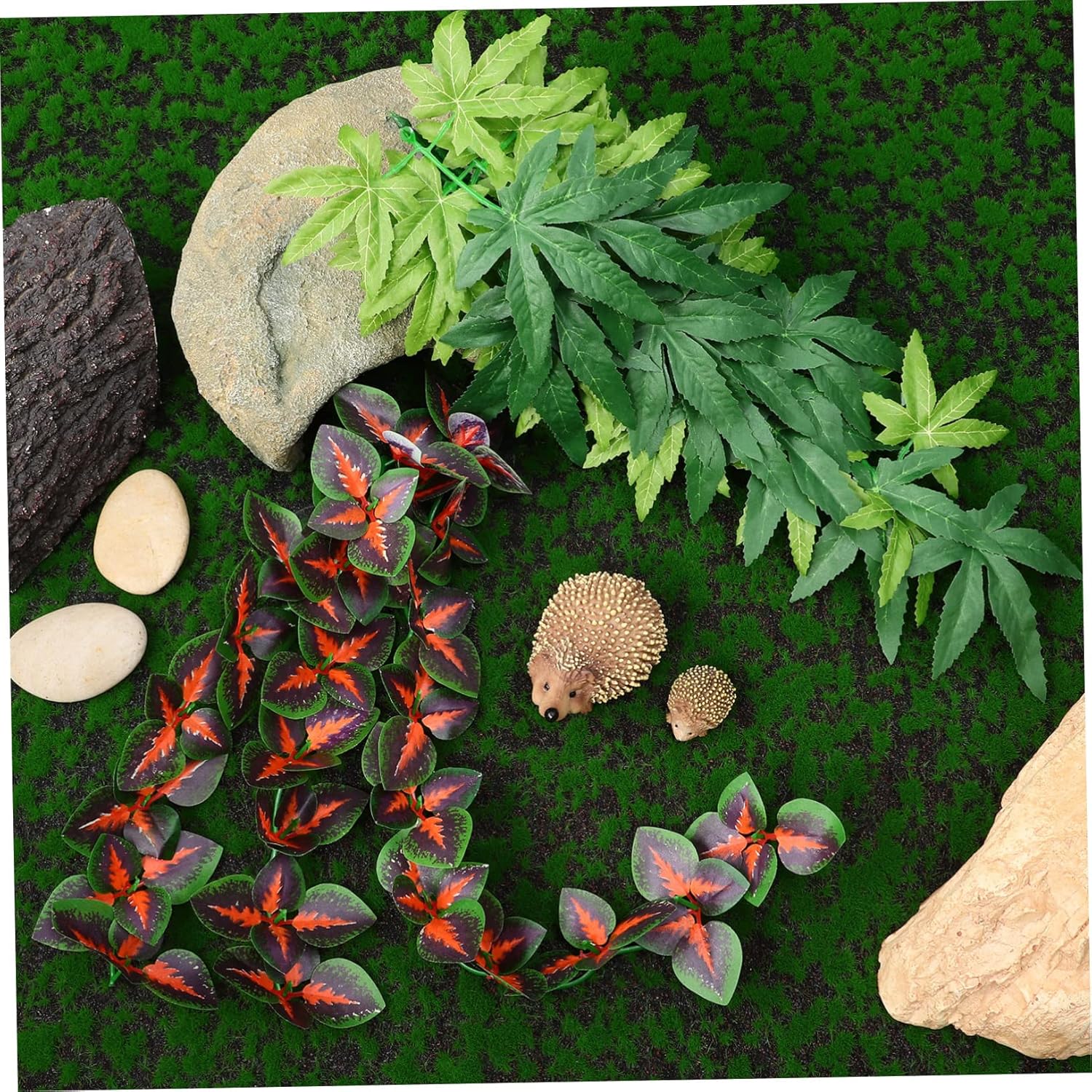 Toyvian 8pcs Hanging Reptile Plants Suction Cups Simulation Rattan Leaves for Tank Habitat Decorations for Aquariums and Terrariums Includes and Heart Vines