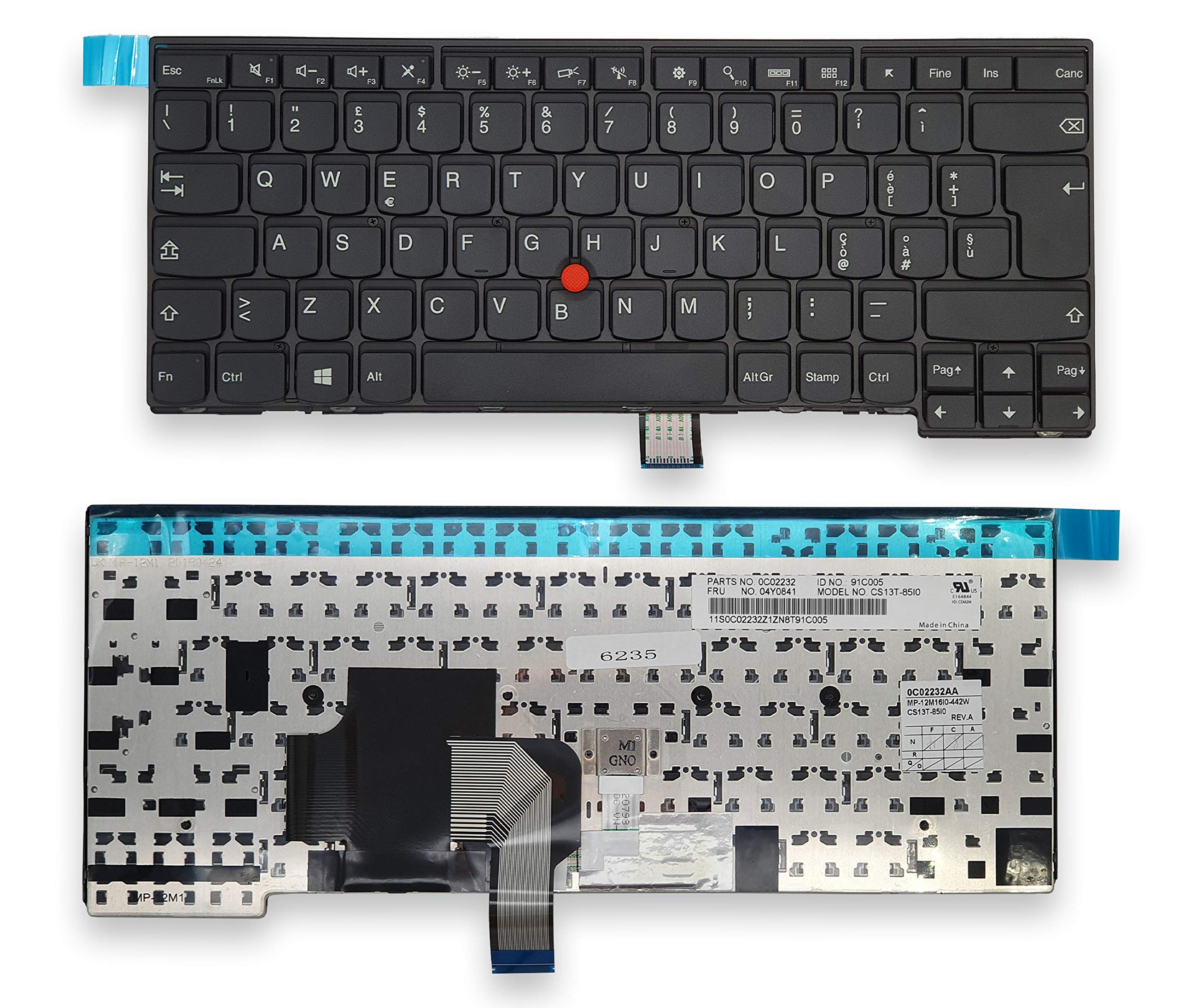 new net Keyboards - Tastiera Italiana Compatibile per Notebook Lenovo 0C02232 91C005 04Y0840 CS13T-85I0 MP-12M16I0-442W 04X0118 04X0156 00HW854 01AX327 0C43923 MP-12M26I0J387W