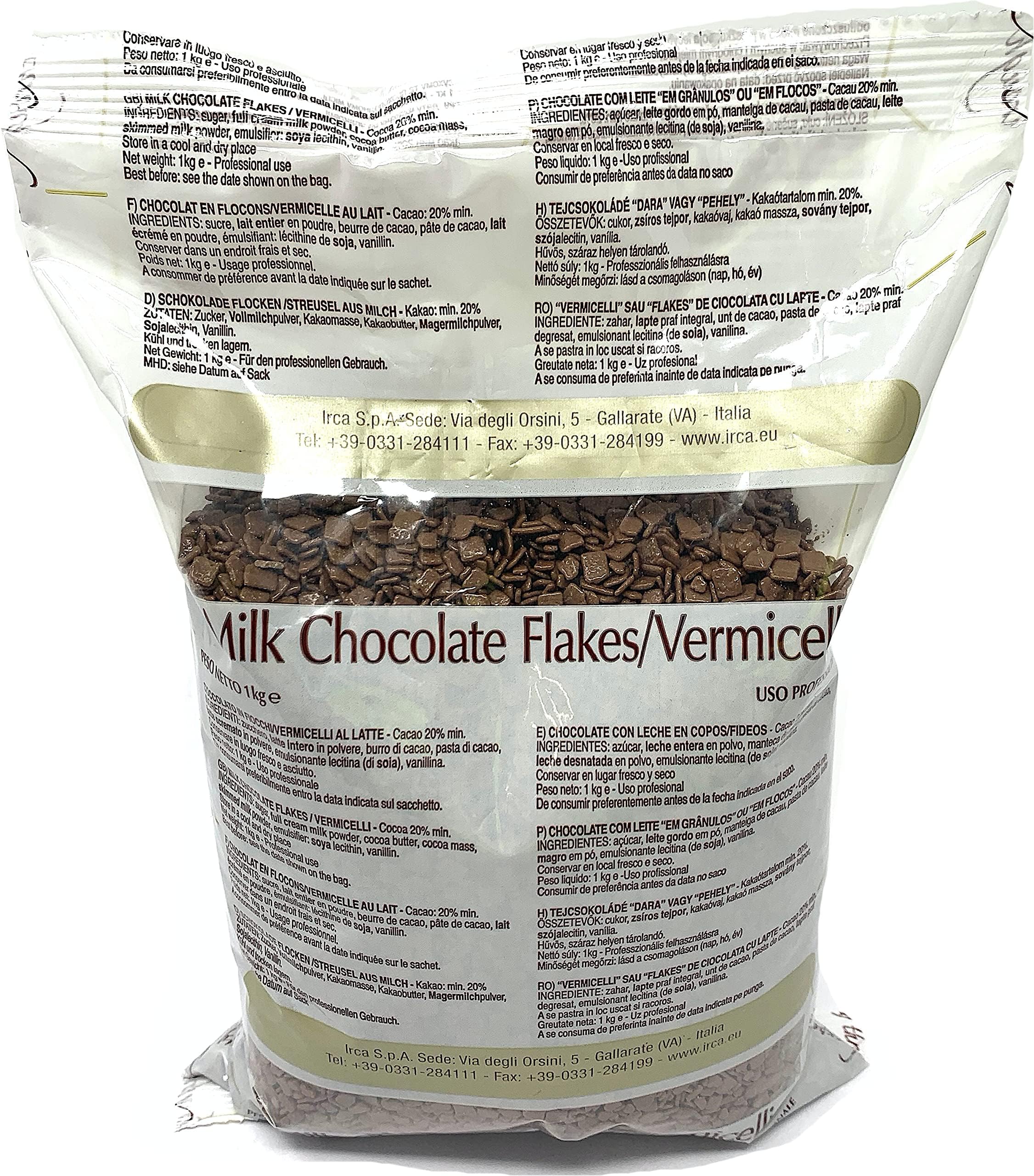 Irca | Milk Chocolate Scaglietta Flakes | Chocolate decoration for cakes, desserts, ice cream & truffles | 1kg