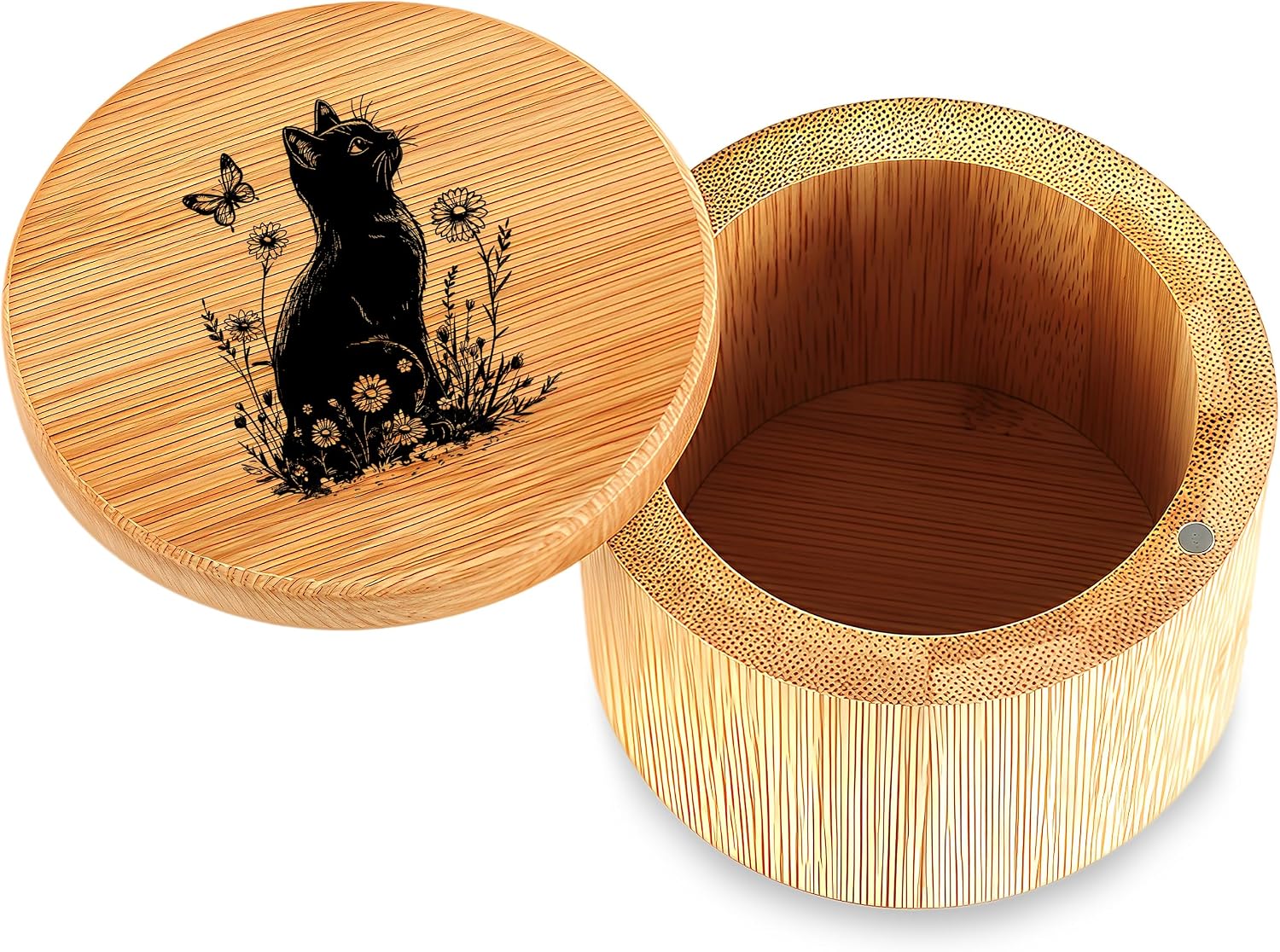 Small Trinket Box, Jewelry Box, Salt Cellar, Ring Holder, Home Room Kitchen Decorations, Ring Earrings Necklace Organizer Holder Vintage Wooden Box! (Cat)