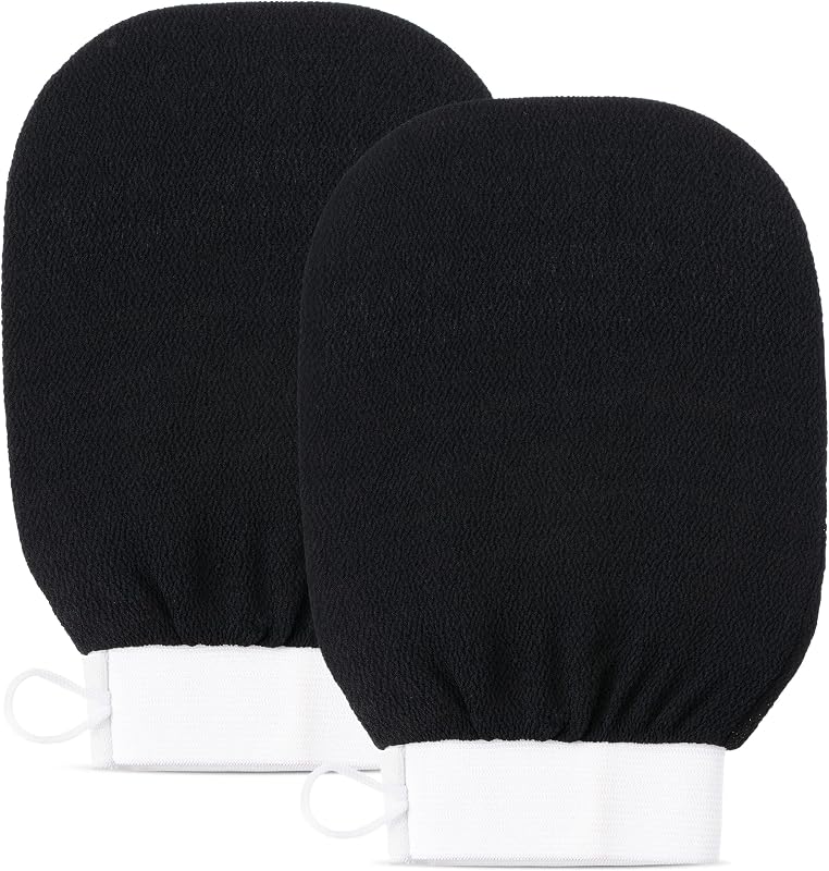 CLARIAL Luvas Esfoliantes para Banho e Chuveiro, Par na Cor Preta