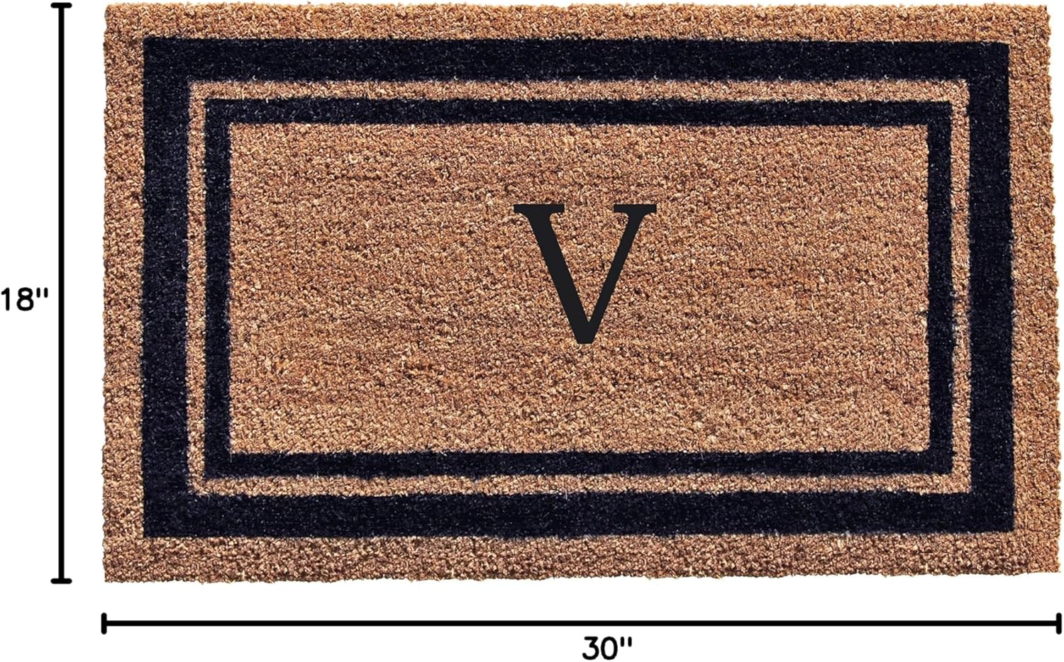 Calloway Mills 153001830V Dark Blue Border 18" x 30" Monogram Doormat (Letter V)