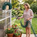 25FT vert EVA Toit de jardin enroulé avec raccords en laiton - Lenteur pour les lits de fleurs côté cour de nettoyage de patio et l'arrosage de petite-cour