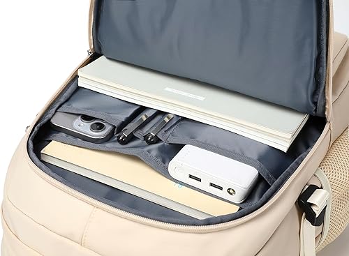 Miniatura 8 de Wadirum Linda mochila para computadora portátil para niña, bolsa universitaria de moda, mochila para mujer, color beige