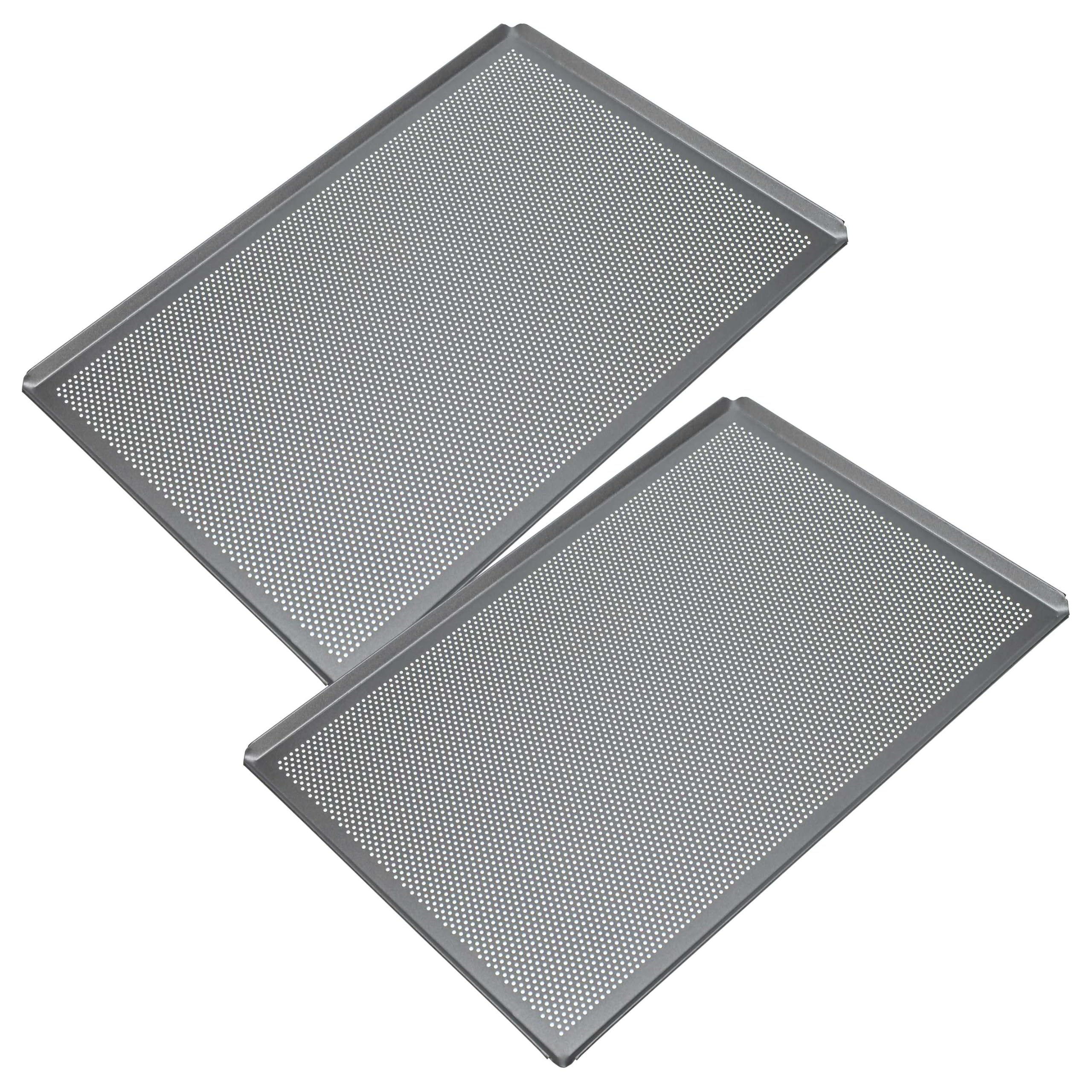 vhbw 2x Backblech für Backofen | 60 x 40 x 1 cm Silber, Perforiert