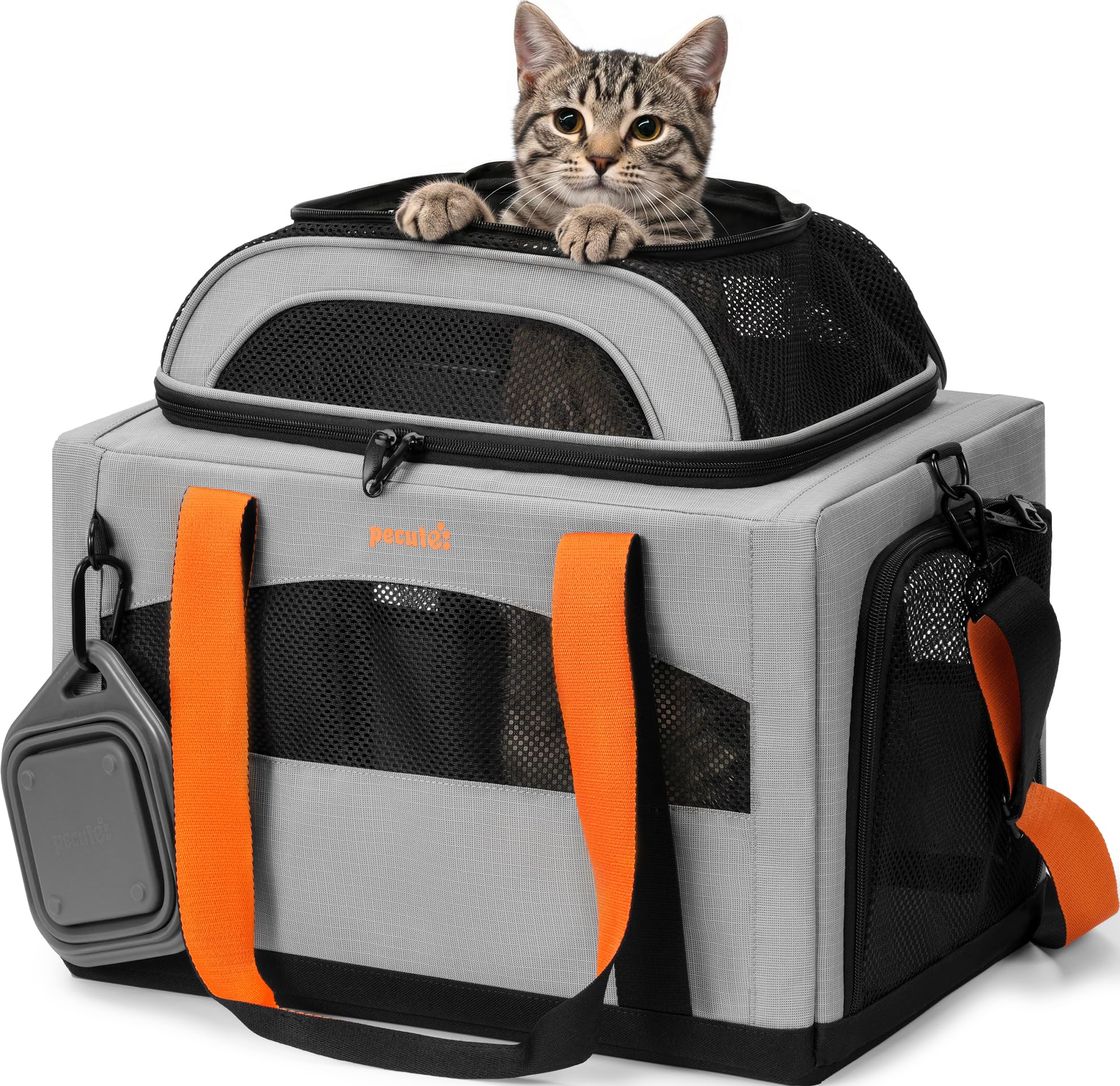 Pecute Transportín para Gatos Expandible, Extensión Superior, Estable y Transpirable