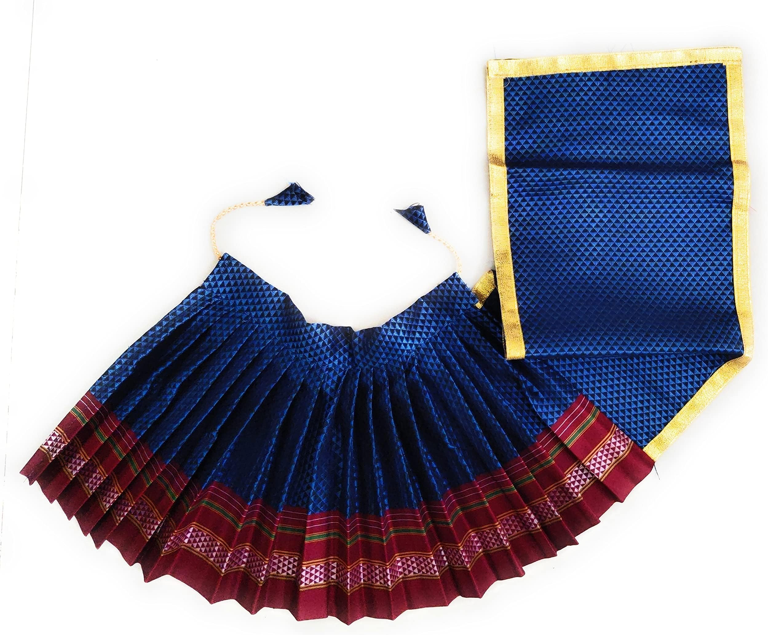 Kalash Khun Saree (Blue Red B) / Mata Rani Poshak for Varalakshmi, Ma Laxmi, Goddess Durga, Gangaur/Chunri Patka Lehenga Ghagra Khan Dress/Navaratri Margashirsha Devi Pooja Accessories