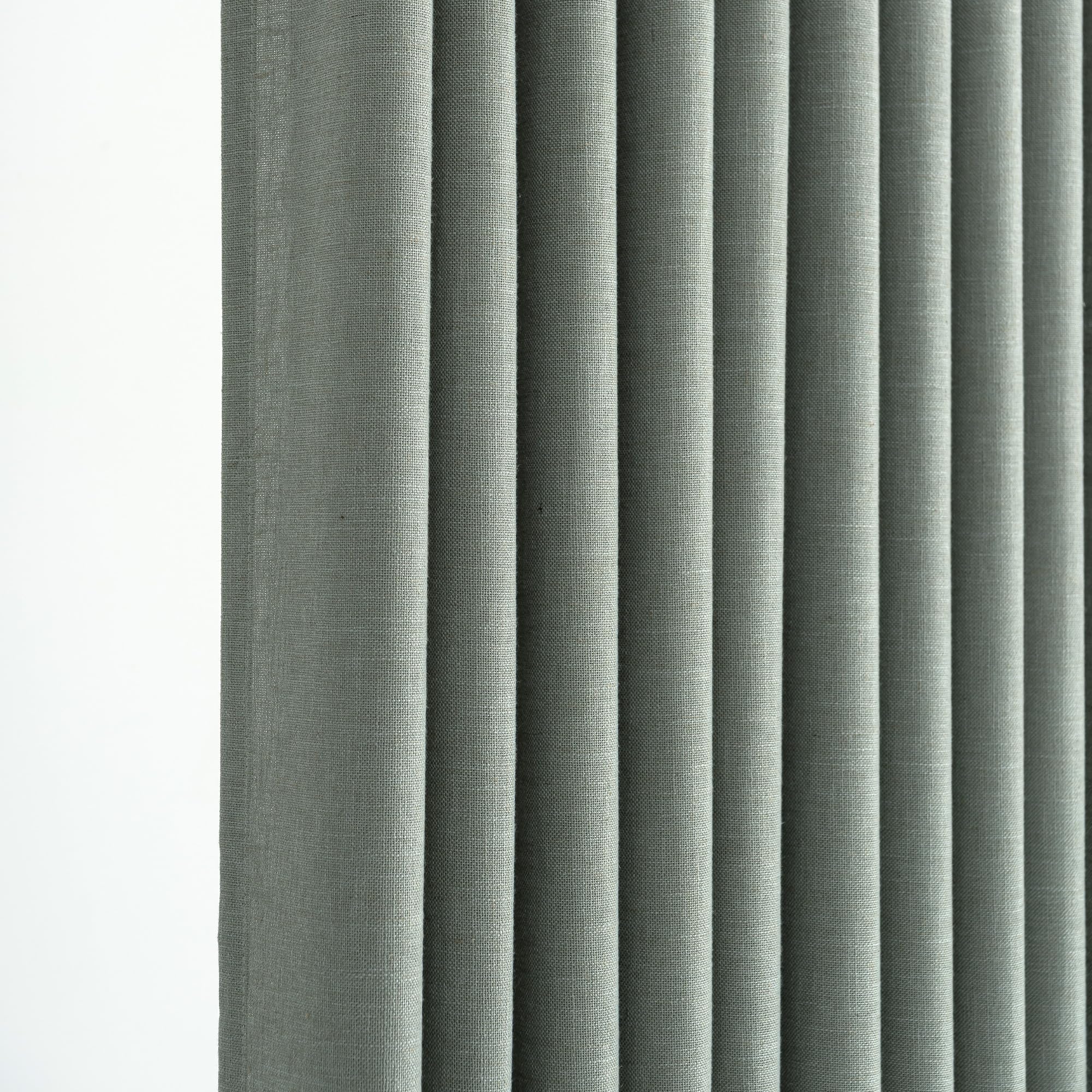 THREE GIRLS Pinch Pleated Linen Curtains 84 Inch Length 2 Panels, Light Filtering Linen Blend Drapes 40" W x 84" L, Sage Green Neutral Curtains for Living Room Bedroom with Hooks
