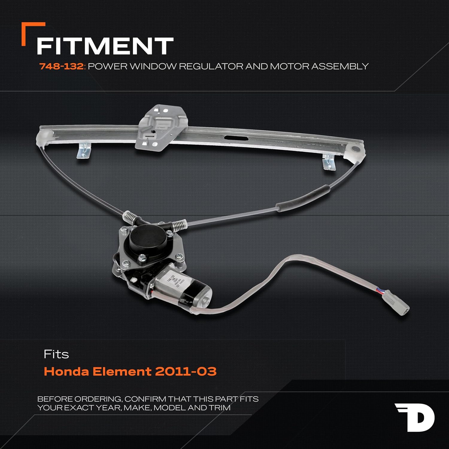 Dorman 748-132 Front Passenger Side Power Window Regulator And Motor Assembly Compatible with Select Honda Models