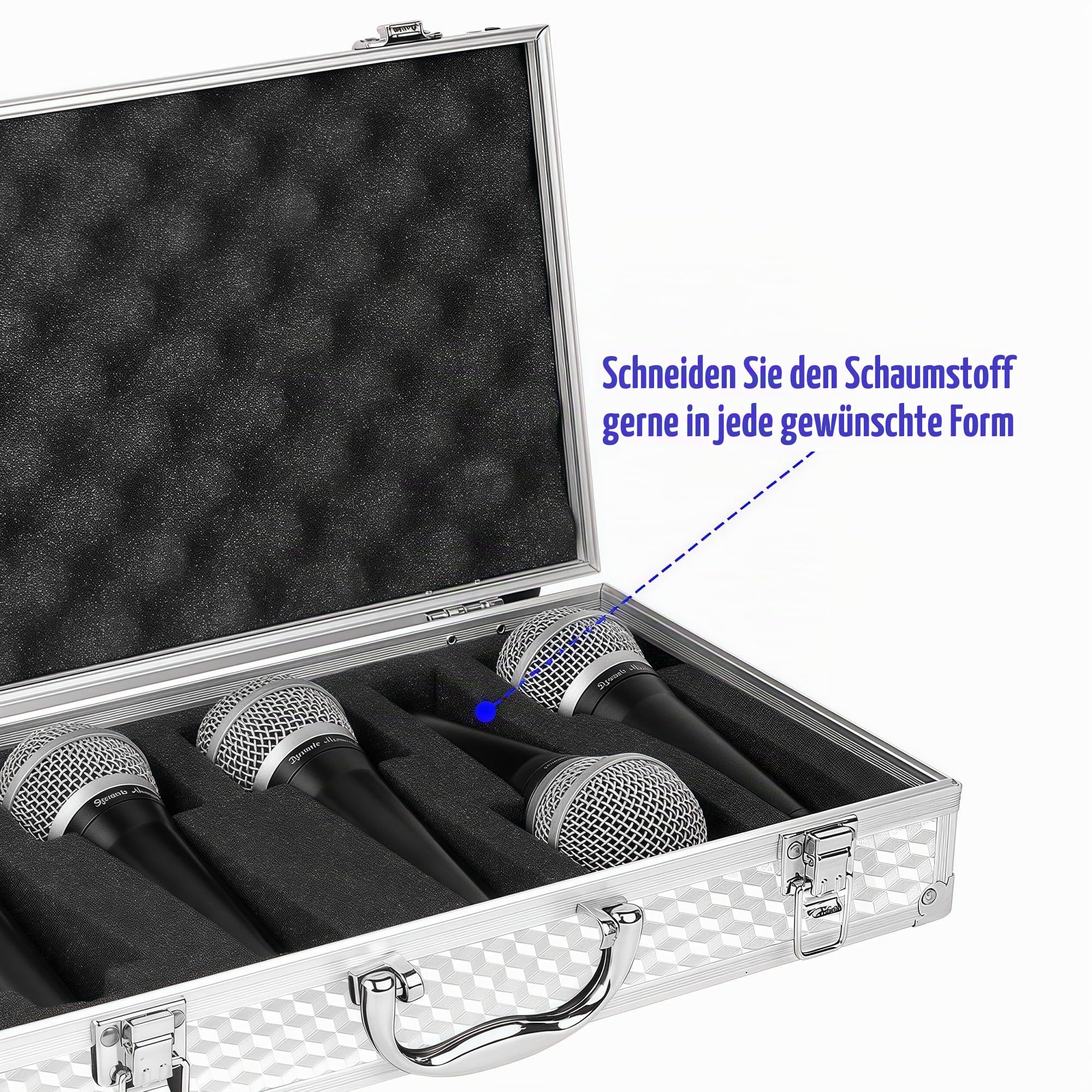 Musiin Tragbares Gehäuse für Audioausrüstung, mit einer robusten Struktur aus Aluminiumlegierung, geeignet für die Aufbewahrung und den Transport von Audio-Geräten, kabellosen Mikrofonsystemen und