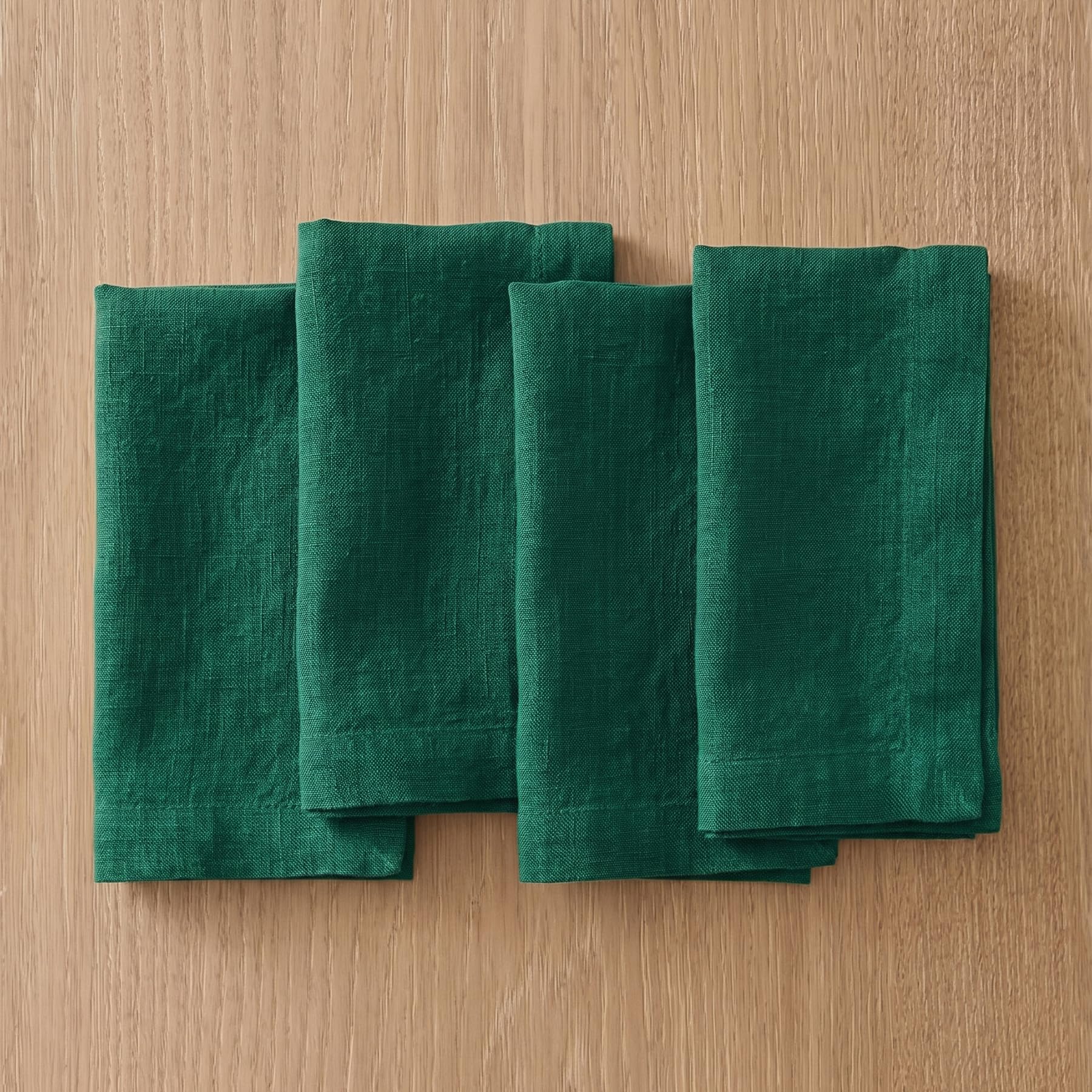 Solino Home 100% Pure Linen Napkins Rainforest Washed, 20 x 20 in, Set of 4