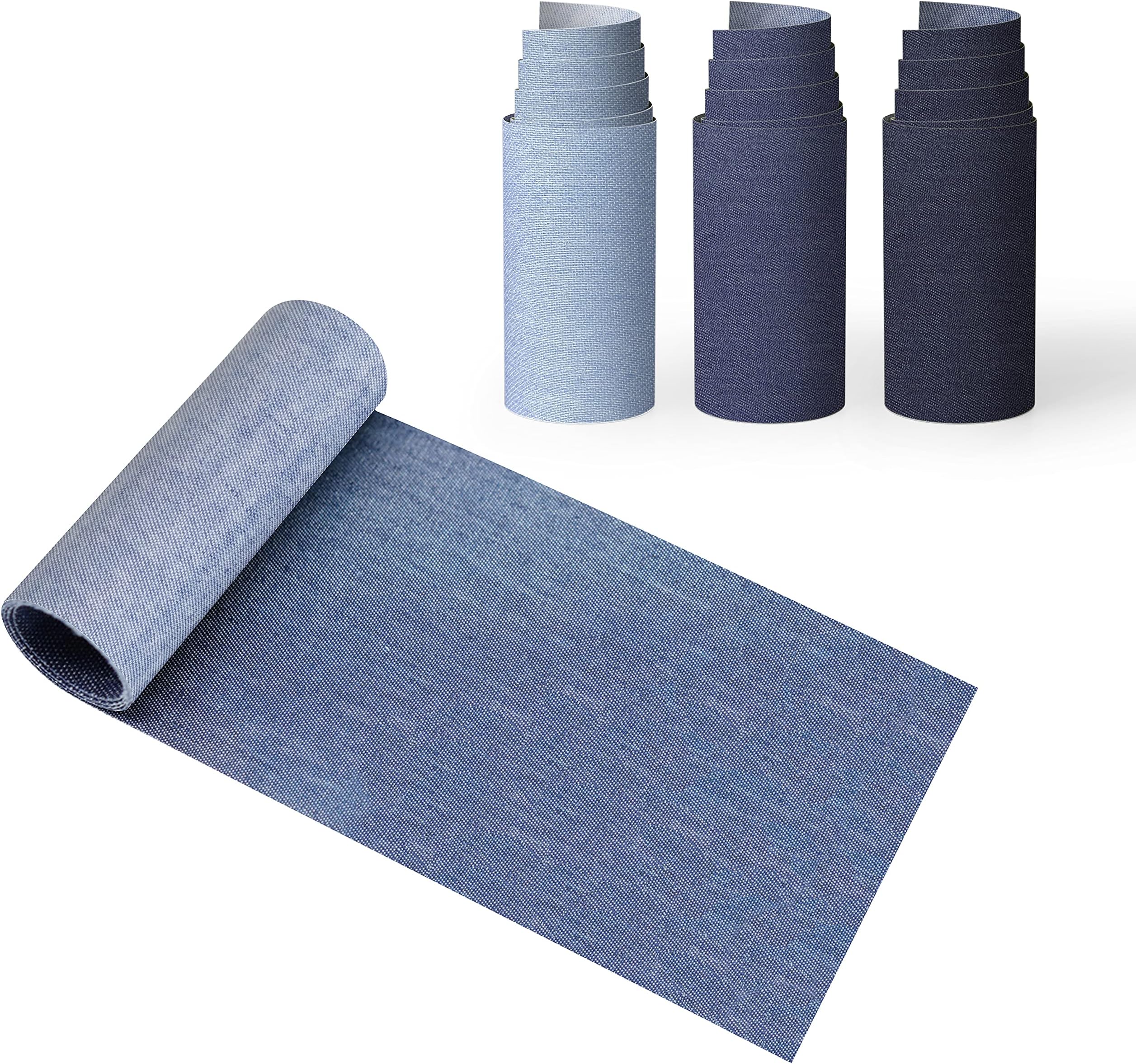 Blue Jeans Denim Patches 4 Rolls, Inside and Outside Iron On Patches, Jean Patches，Blue Denim Iron On Patches, for Jeans Clothing Hole Repairing and Decoration