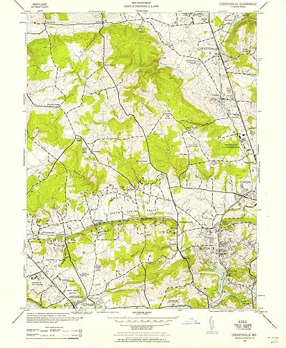 Maryland Maps - 1943 Cockeysville, MD - USGS Historical Topographic Wall Art 24in x 30in, Large Wall Art Map
