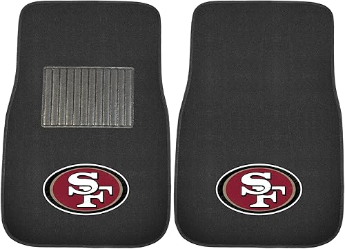 FANMATS NFL-Teams - Juego de 2 alfombrillas bordadas para coche, unisex, para adultos Negro