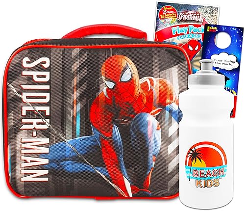 Spiderman - Fiambrera para actividades de viaje con libro para colorear y calcomanías para niños y niñas