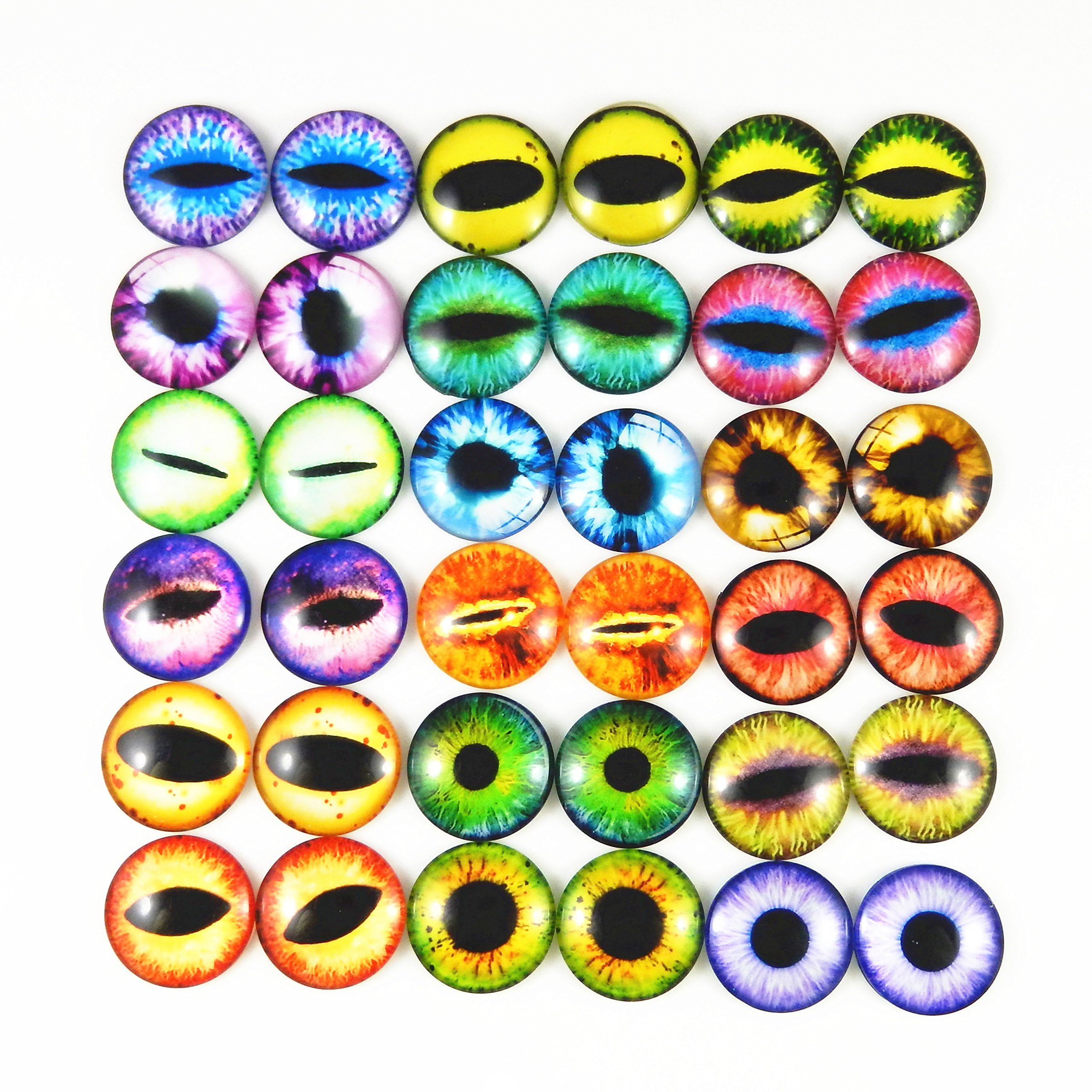 Julie Wang Multi-Coloured 20Pcs Wholesale In Bulk Assorted Round Glass Dragon Eye Covered Cabochons For Craft Models Making Fantasy Jewelry Diy Supplies 30Mm