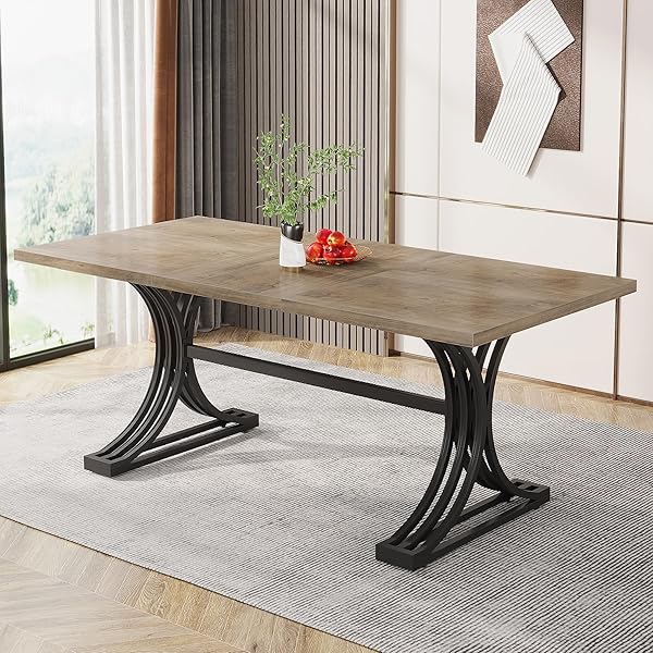 Grey Marble Table with Trestle Legs