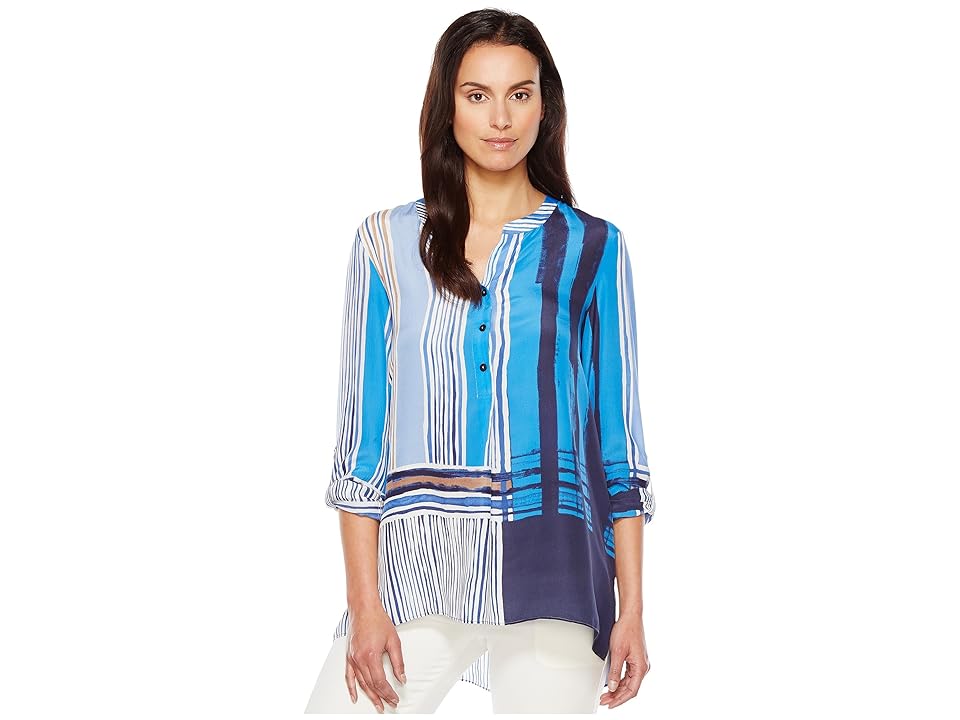 

NIC+ZOE Blue Blocks Top (Multi) Women's Clothing
