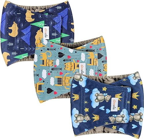 Miniatura 2 de Grecle Pañales prémium para perros machos, pañales de alta absorción (paquete de 3) Banda lavable para el vientre para perros machos para