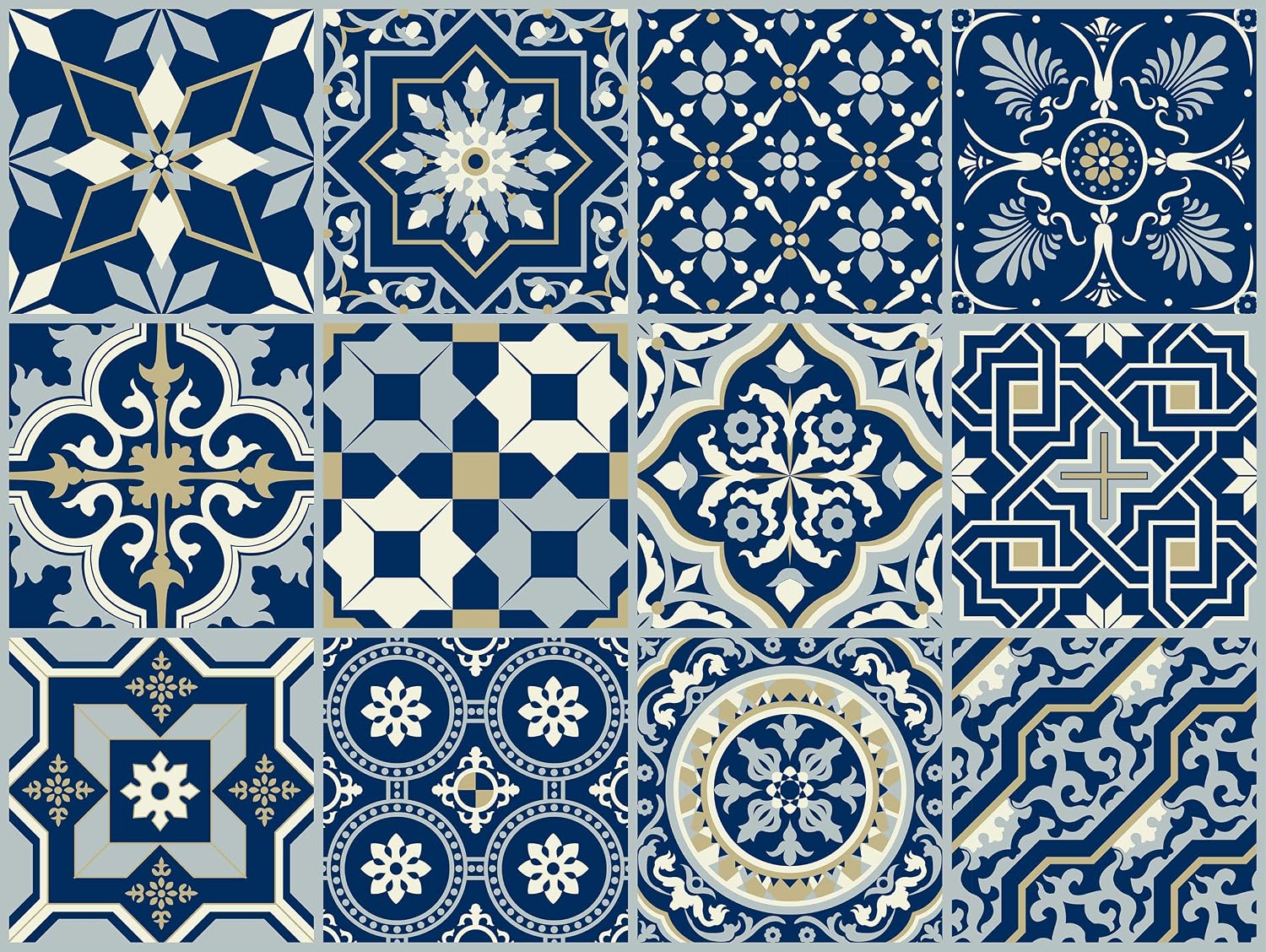 The Nisha 12 PC Pack (6 X 6) Art Eclectic Peel and Stick Wall Sticky Backsplash Vinyl Waterproof Removable Tile Sticker Decals for Bathroom & Kitchen, 6x6 Inch, Royal Blue 1274-6