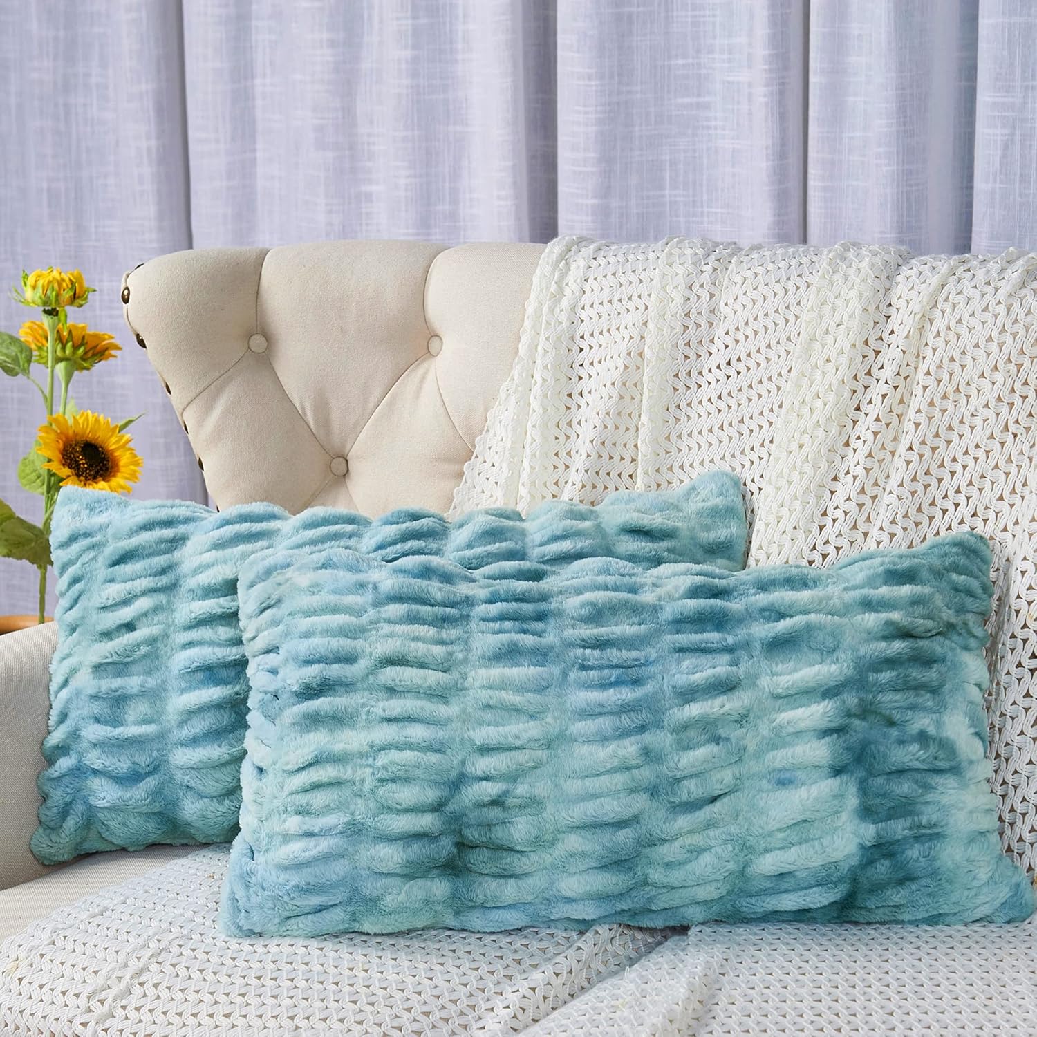 Home Soft Things Shar Pei Decorative Throw Pillow Covers 2 Set, Accent Soft Fluffy Stylish Square Couch Sofa Pillowcases, Silver, 20'' x 20''