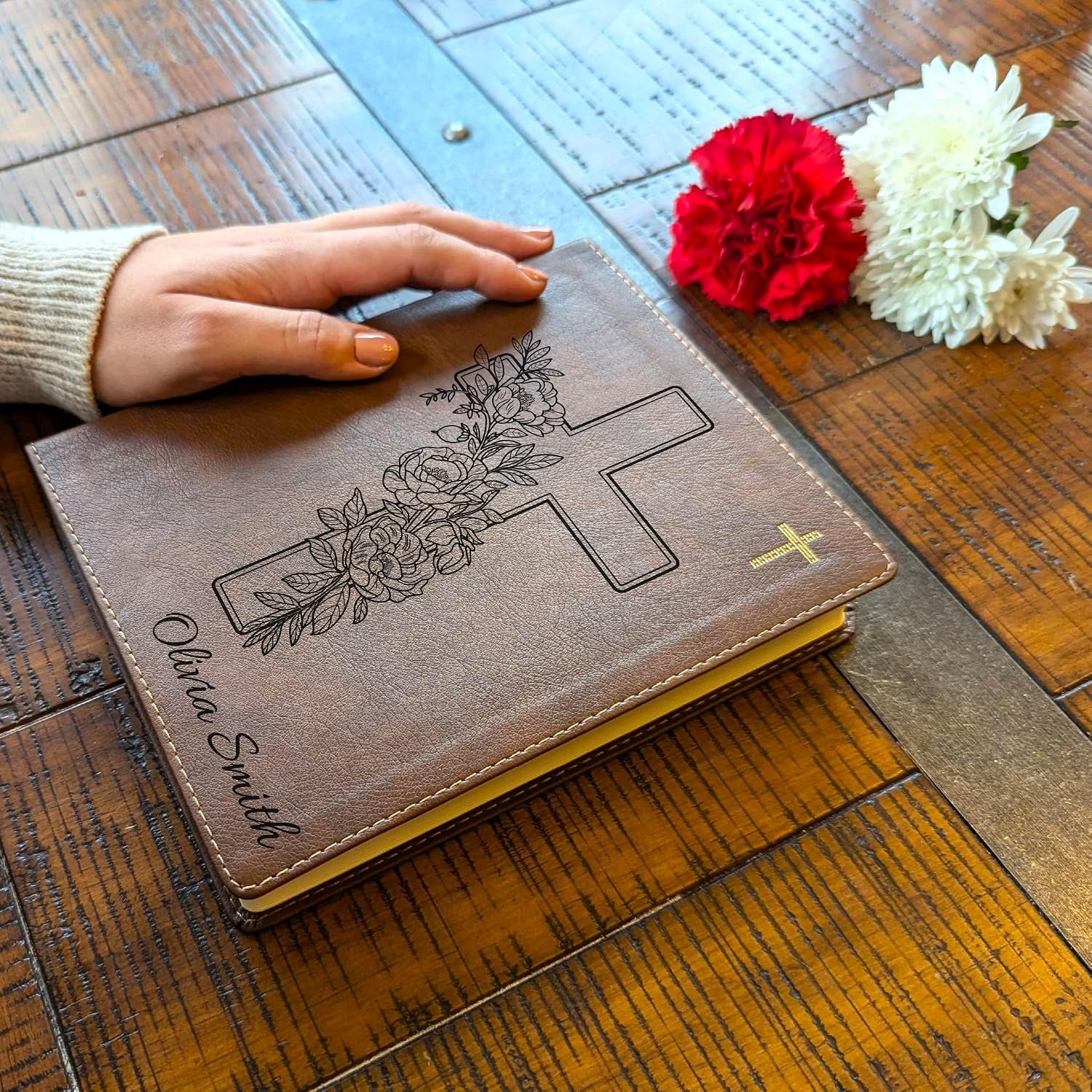 NIV Bible, Custom Holy Bible, New International Version (Peony Cross)