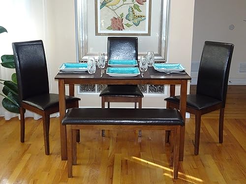 Miniatura 7 de Mesa clásica rectangular de madera moderna de nogal oscuro