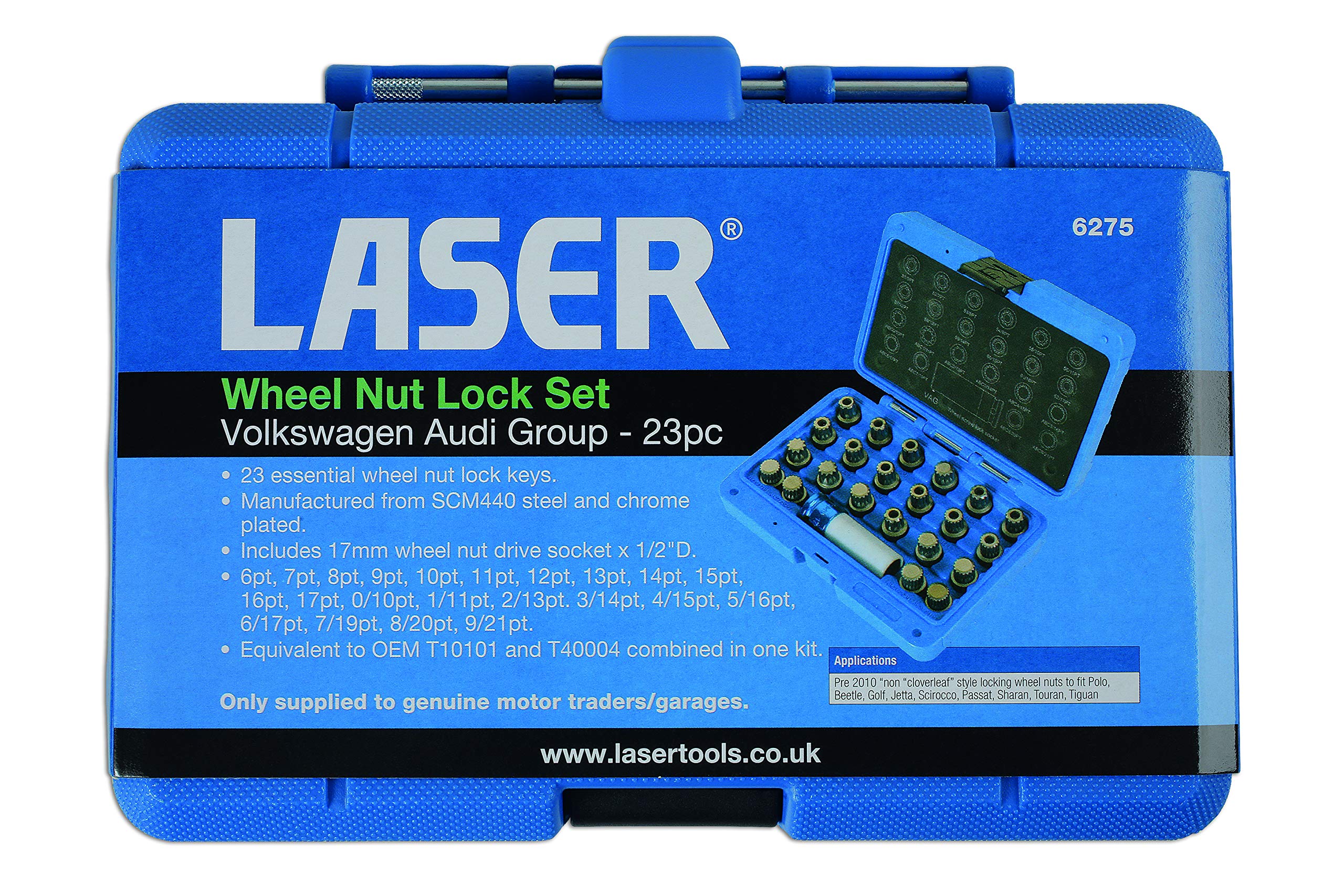 LASER TOOLS 6275 Serie di bussole Dado/Perno ruota argento