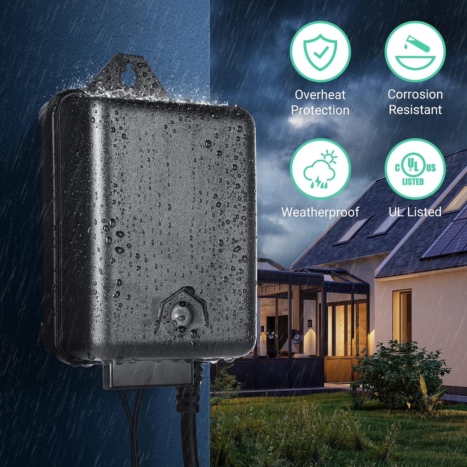 EDISHINE 60W Outdoor Low Voltage Transformer with Timer, Photocell Sensor, 12V 3W 3000K Warm White Bollard Lights, Black, 1 Pack, Landscape Lighting Transformer