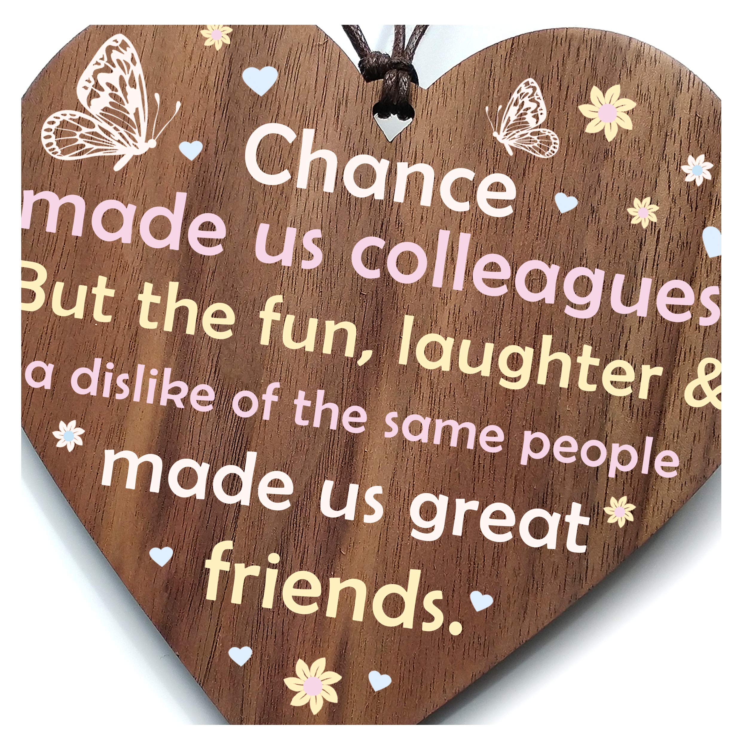 Leaving Work Gift - Chance Made Us Colleagues Heart - Work Friend Plaque Gift Leaving Job Retirement