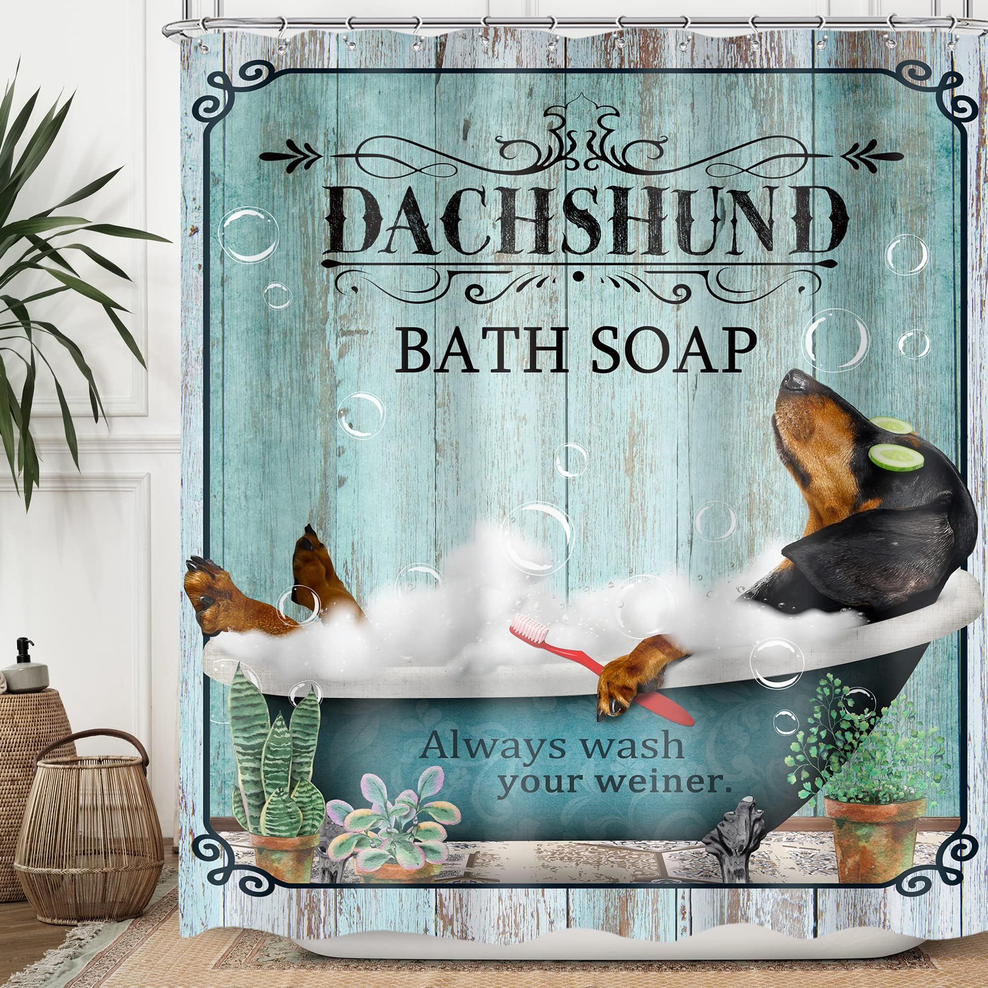 Rdsfhsp MAR Sausage Dog Dachshund Farmhouse Shower Curtain