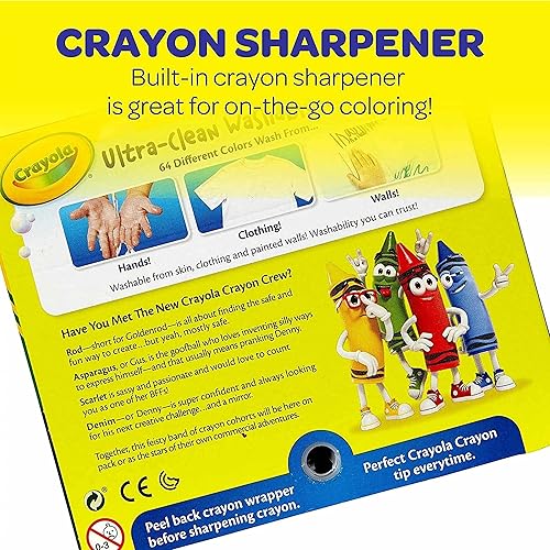 Miniatura 5 de Crayola Crayones lavables para niños, 64 unidades (2 cajas), crayones a granel para artes y manualidades de niños pequeños, imprescindibles para el