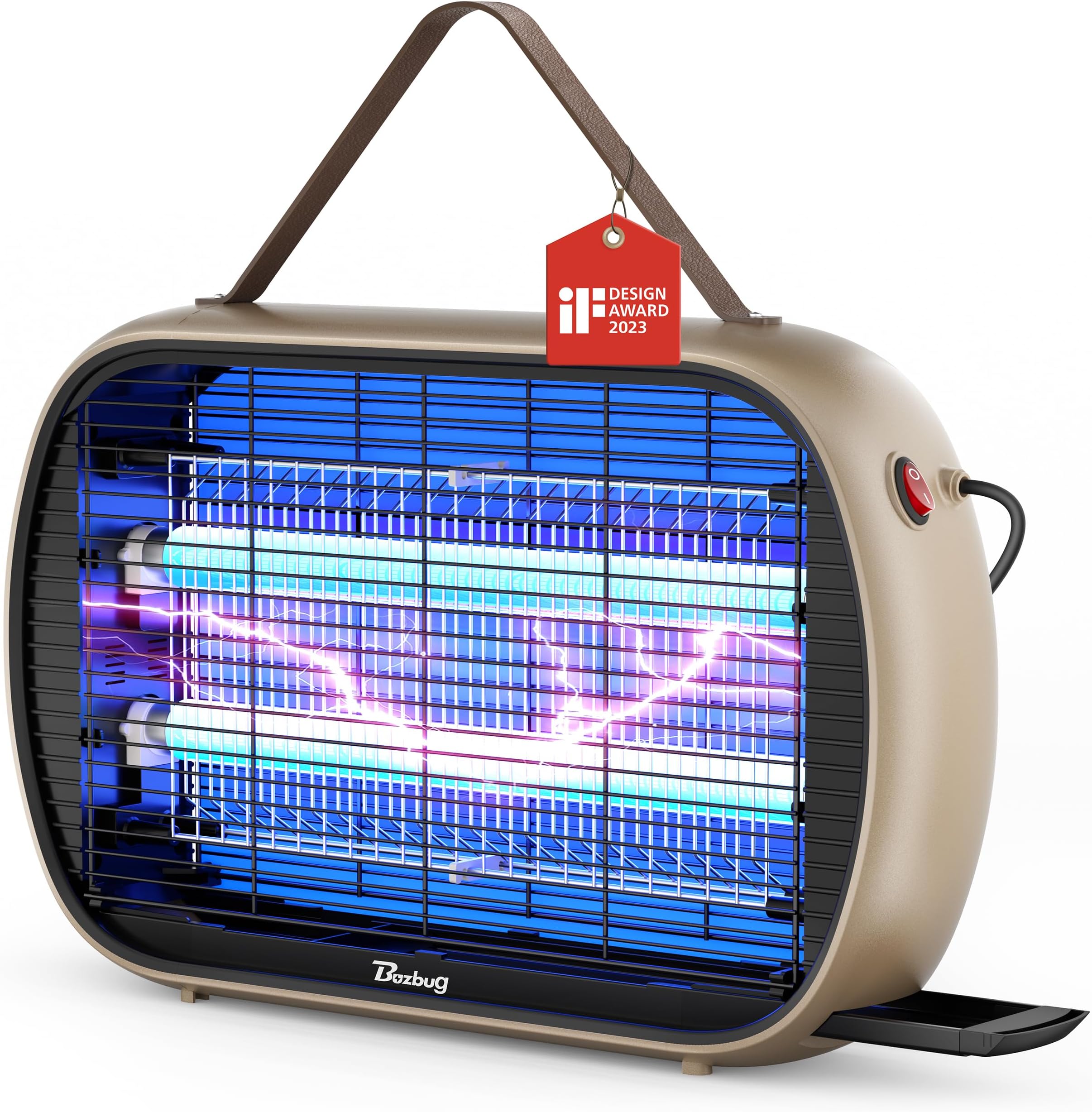 Bug Zapper Indoor for 5000 Sq. Ft., 2 Extra Replacement Bulbs, 20W Instant Electric Mosquito Insect Killer Fly Zapper, Fruit Fly Traps for Home Kitchen Restaurant Garage Patio -MA015(Khaki)