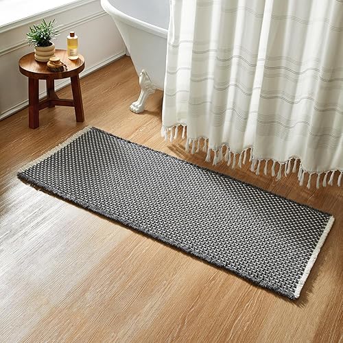 Miniatura 24 de Alfombras de Baño Blancas, Súper Absorbentes Antideslizantes Alfombra de Baño Waffle de Secado Rápido Alfombras de Baño Lavables Boho Estilo Granja,