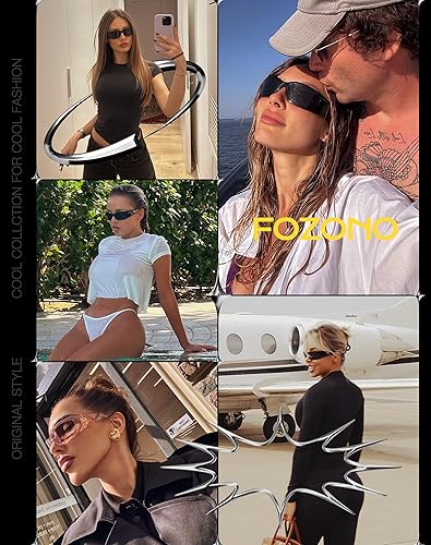 Miniatura 6 de Gafas de sol retro envolventes para mujer, de moda, Y2k, vintage, con protección UV, FZN827